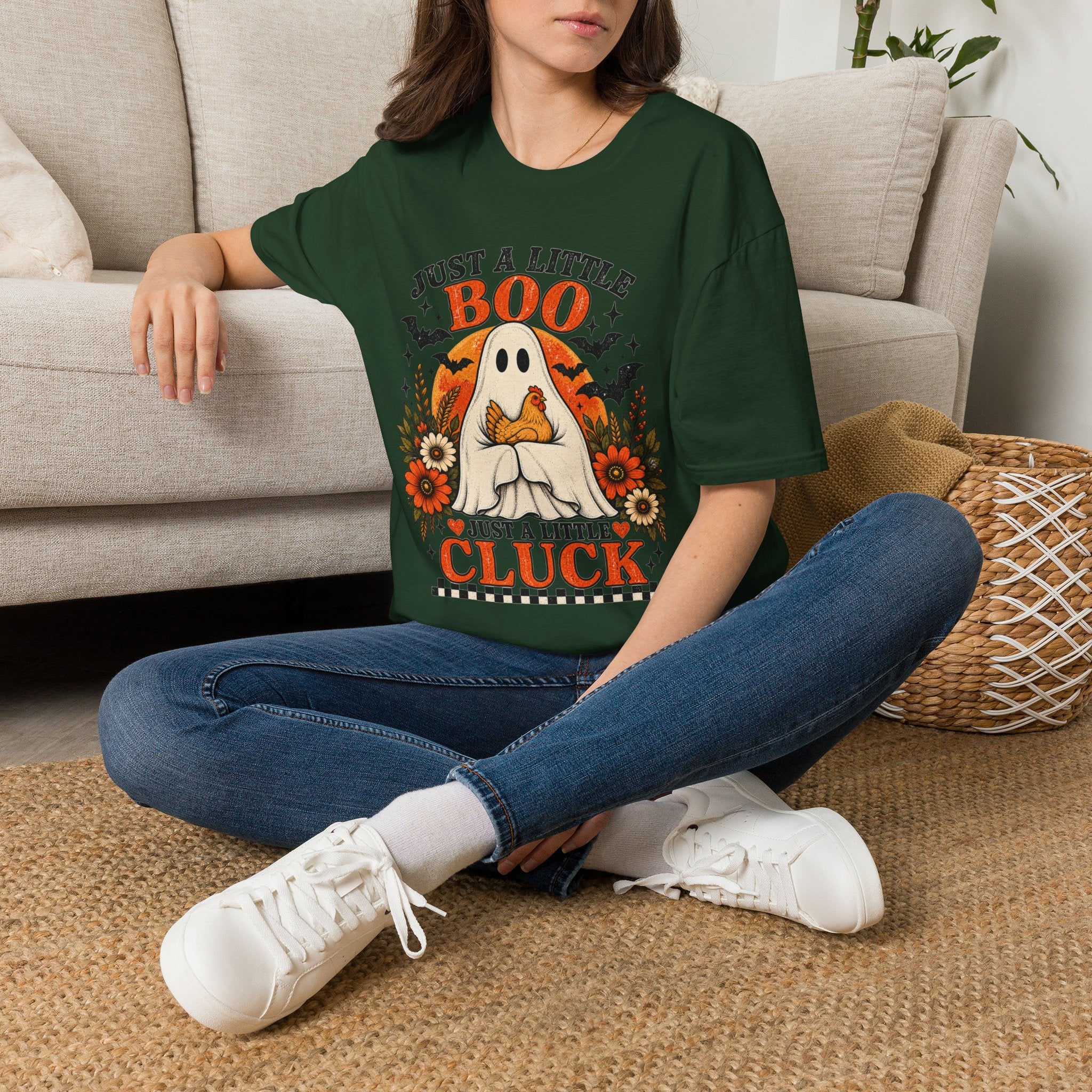 Just a Little Boo, Just a Little Cluck Halloween Chicken Tee