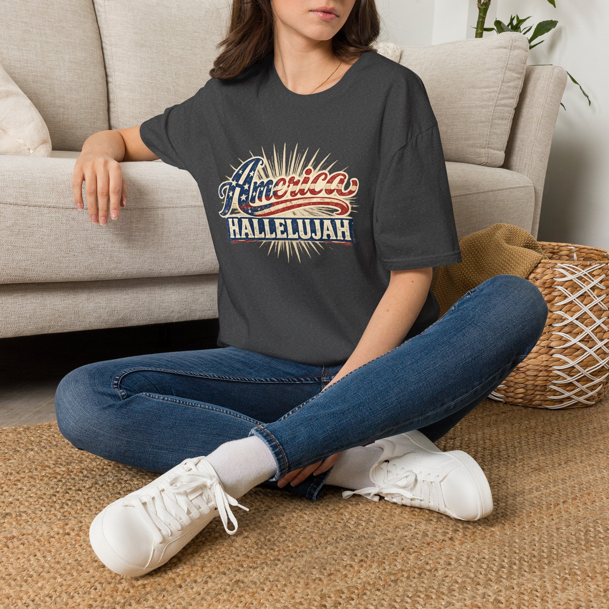 America Hallelujah T-Shirt — Patriotic USA Flag Retro Tee