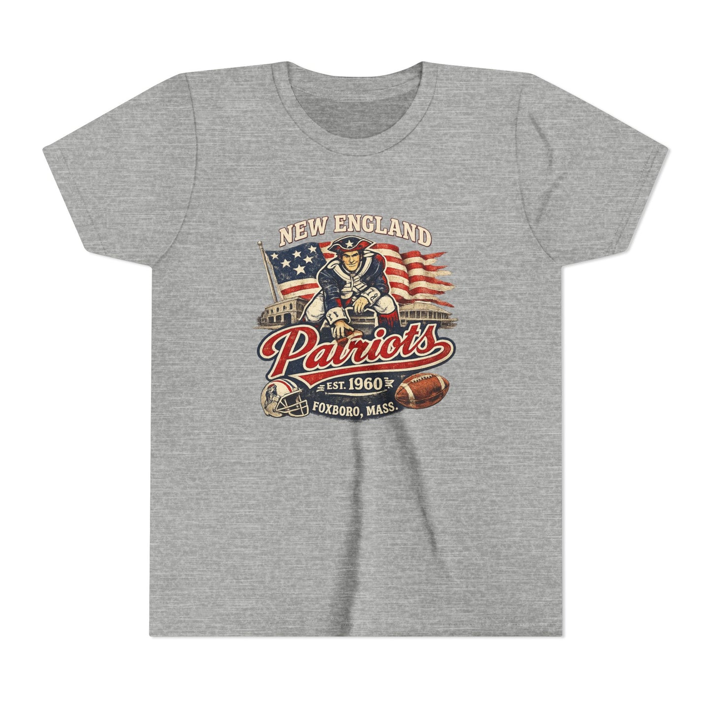 Youth Patriots T‑Shirt – New England Football Vintage Flag Design