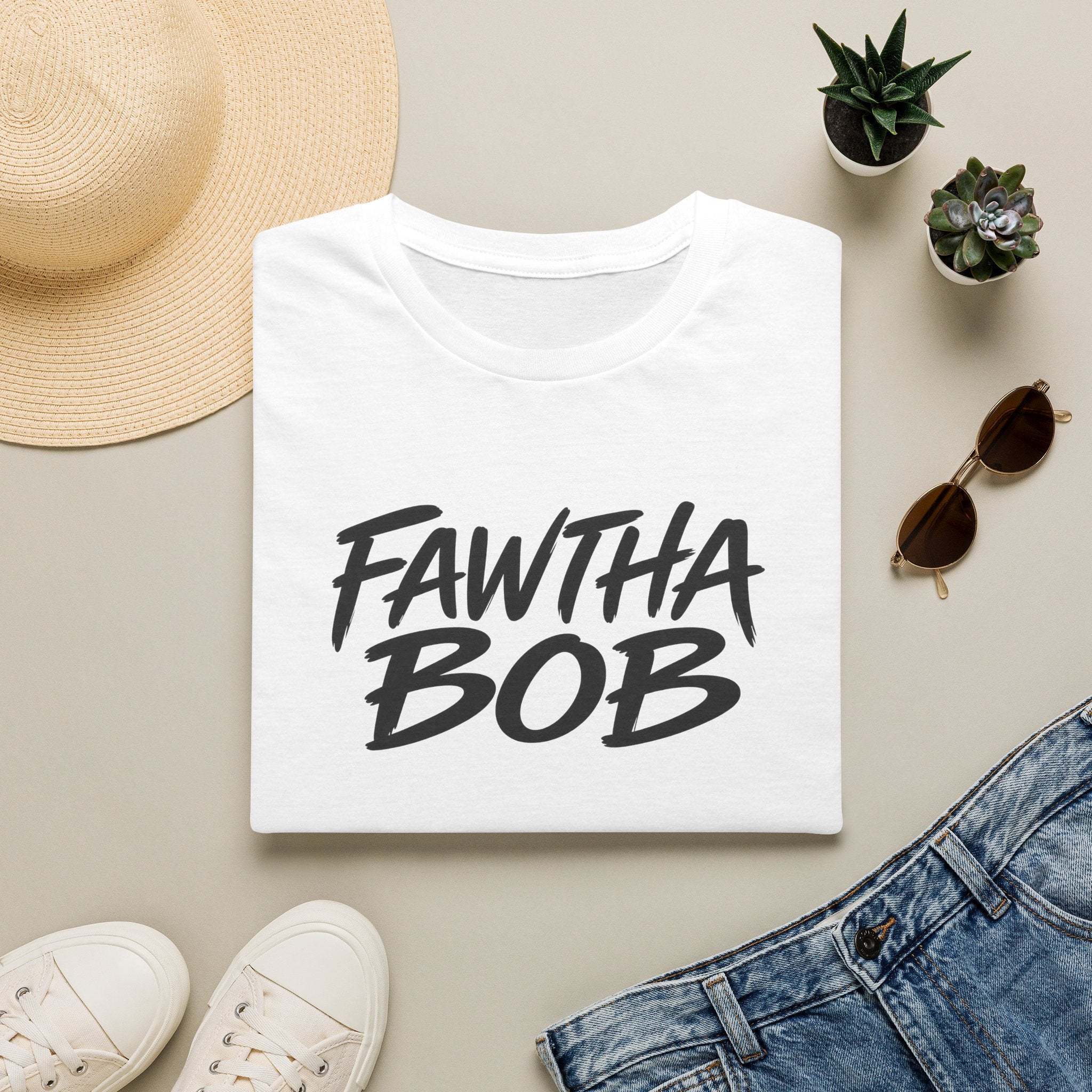 Fawtha Bob Graphic T‑Shirt — Bold Script Casual Tee