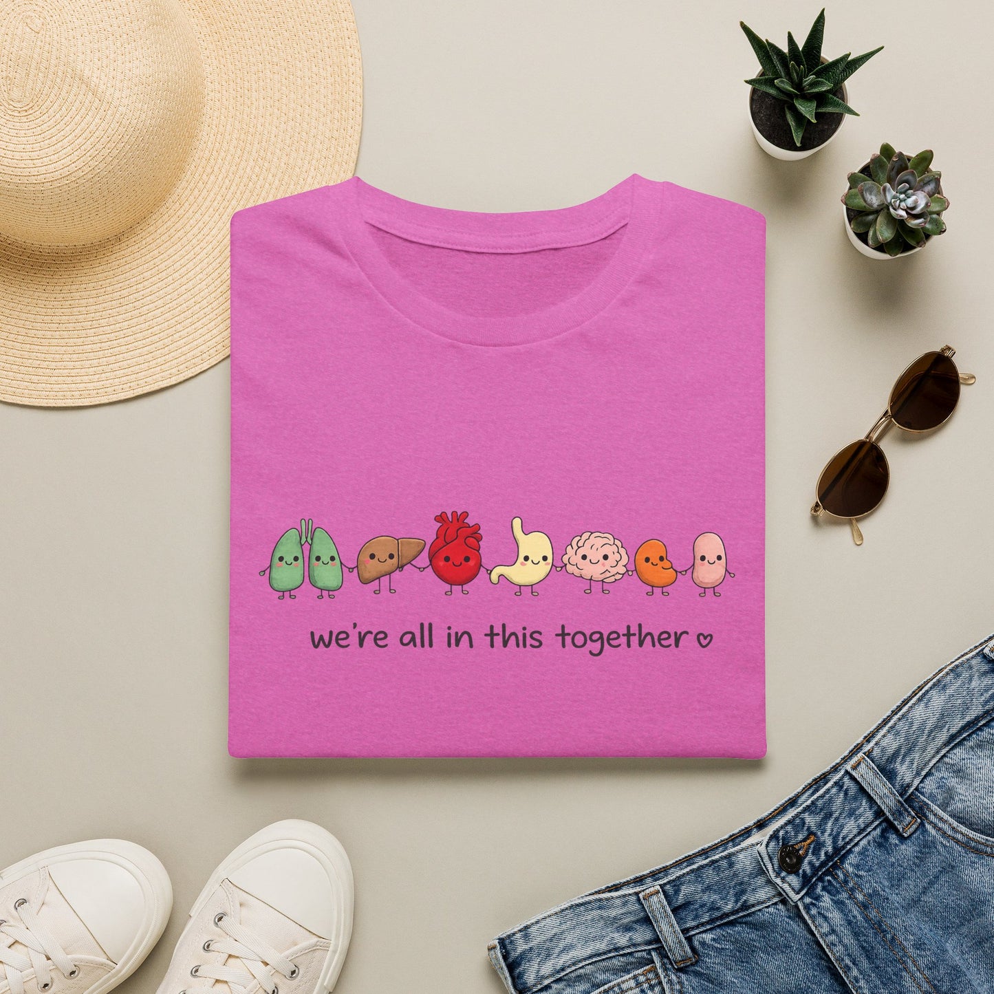 We're All in This Together Cute Organ Organs T-Shirt HEATHER COLORS