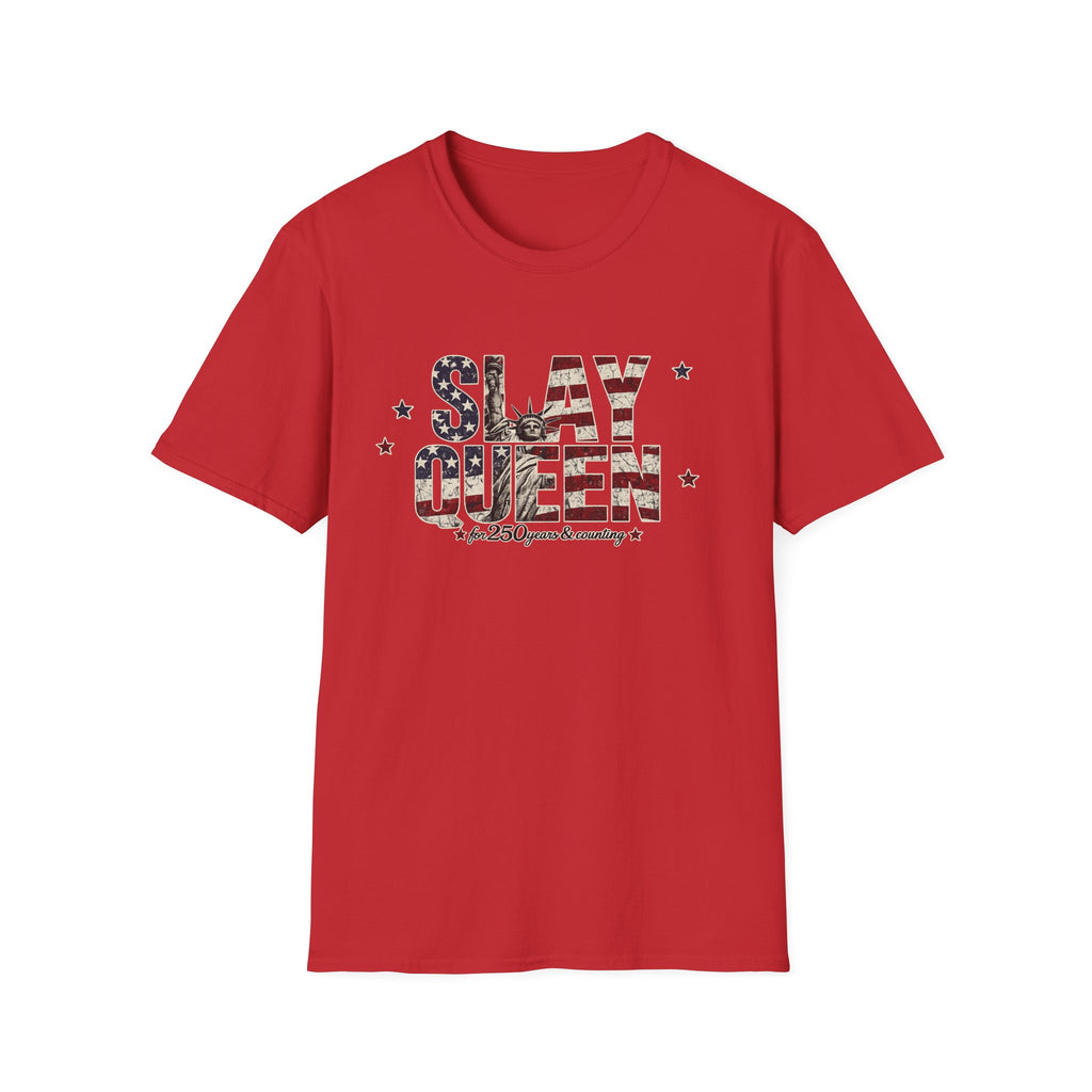 Slay Queen T‑Shirt — American Flag Statue of Liberty Patriotic Graphic Tee