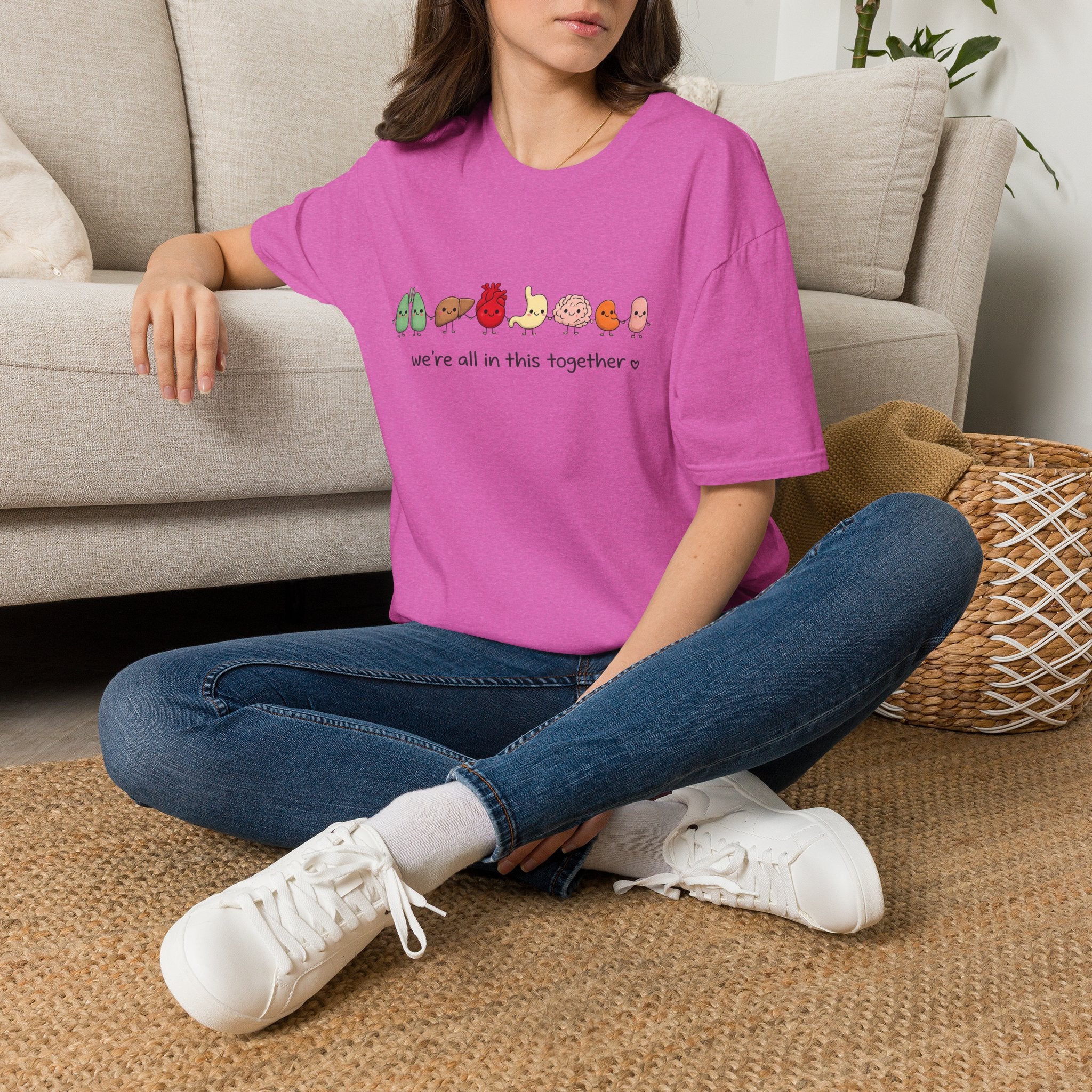 We're All in This Together Cute Organ Organs T-Shirt HEATHER COLORS