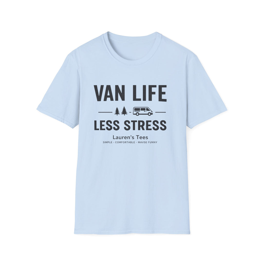 Van Life Less Stress T-Shirt — Minimal Campervan Graphic Tee