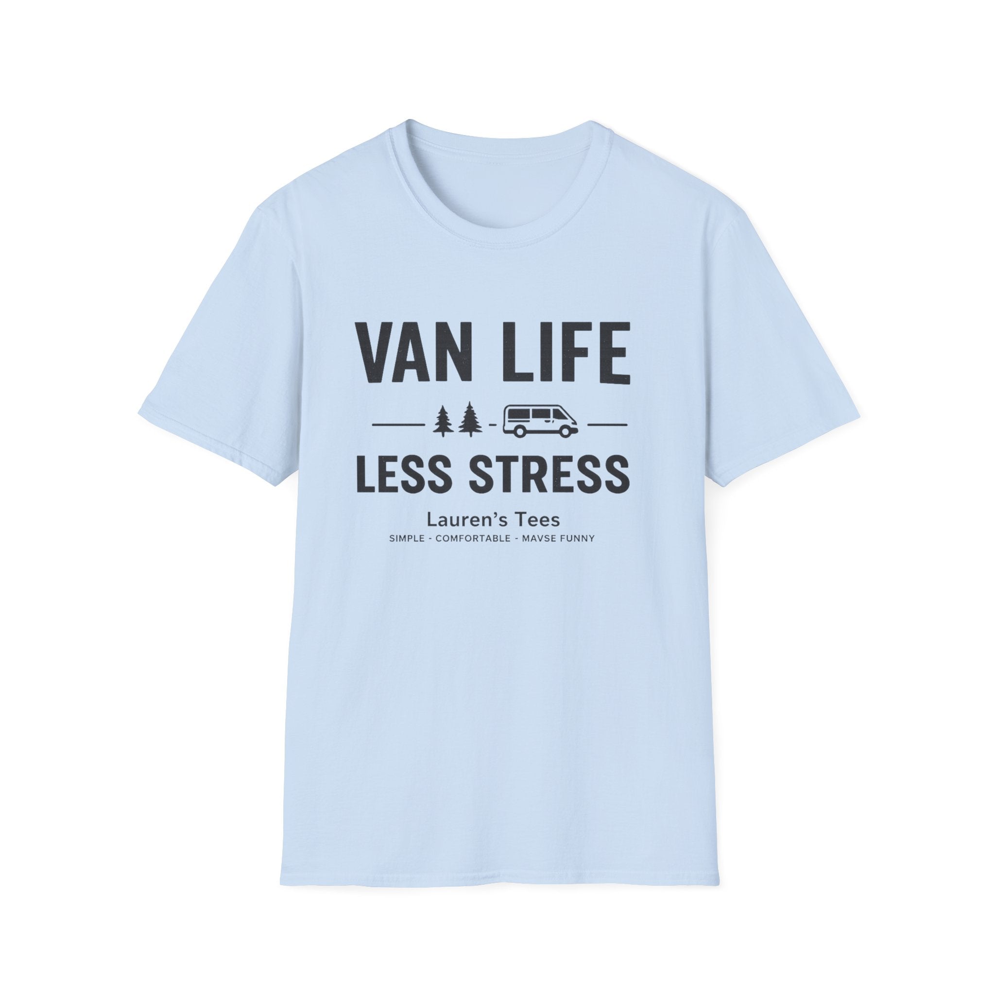Van Life Less Stress T-Shirt — Minimal Campervan Graphic Tee