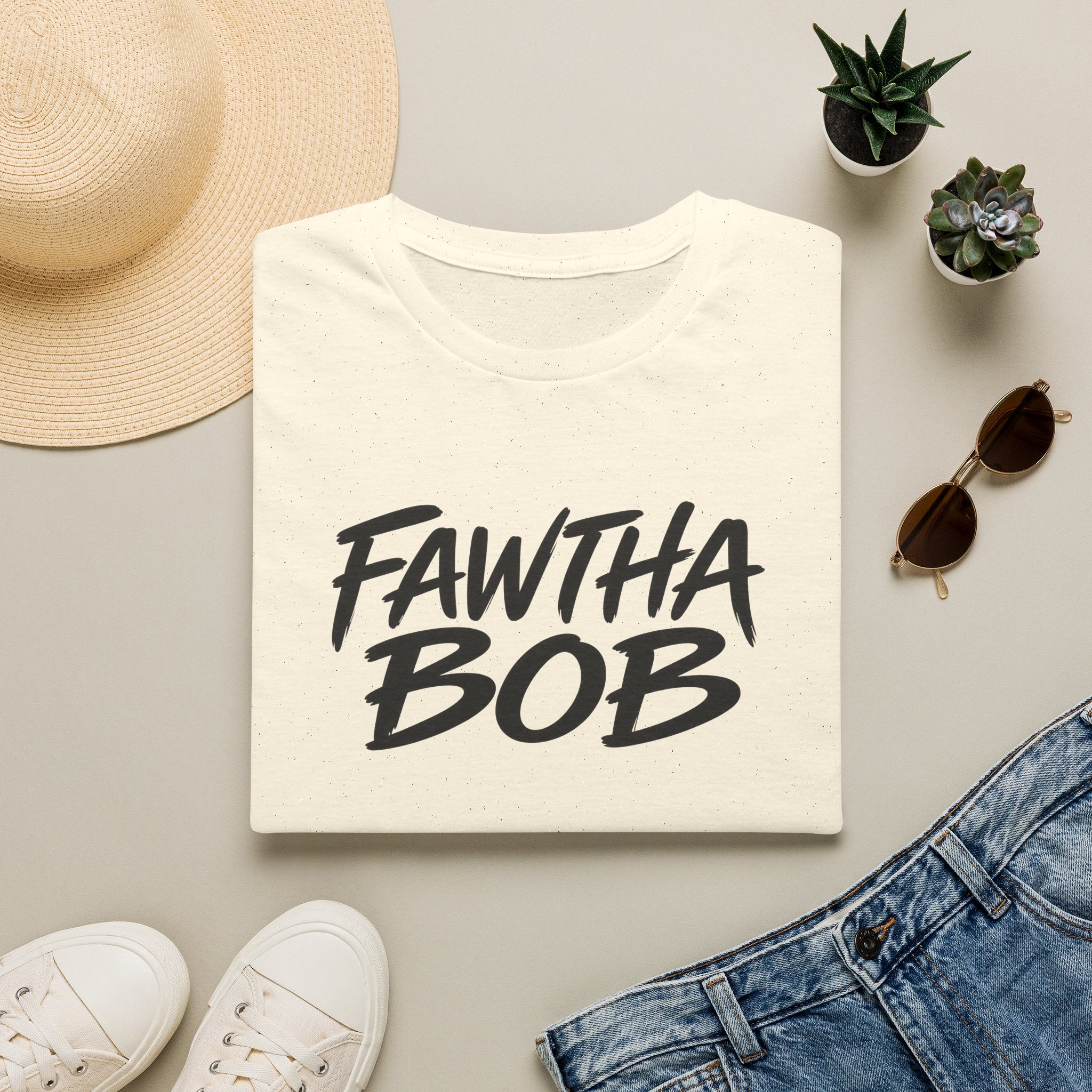 Fawtha Bob Graphic T‑Shirt — Bold Script Casual Tee