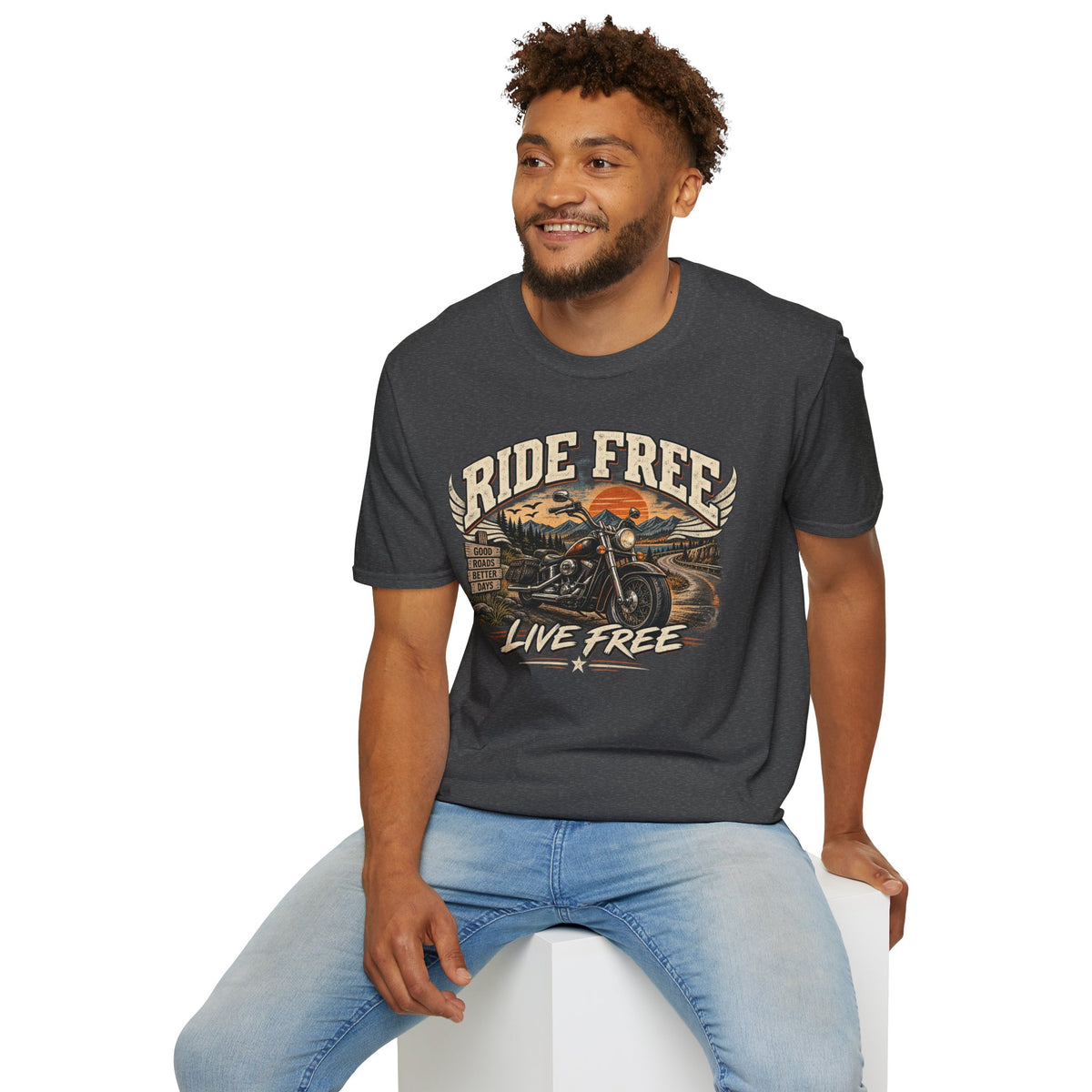Ride Free, Live Free – Vintage Motorcycle Graphic Tee