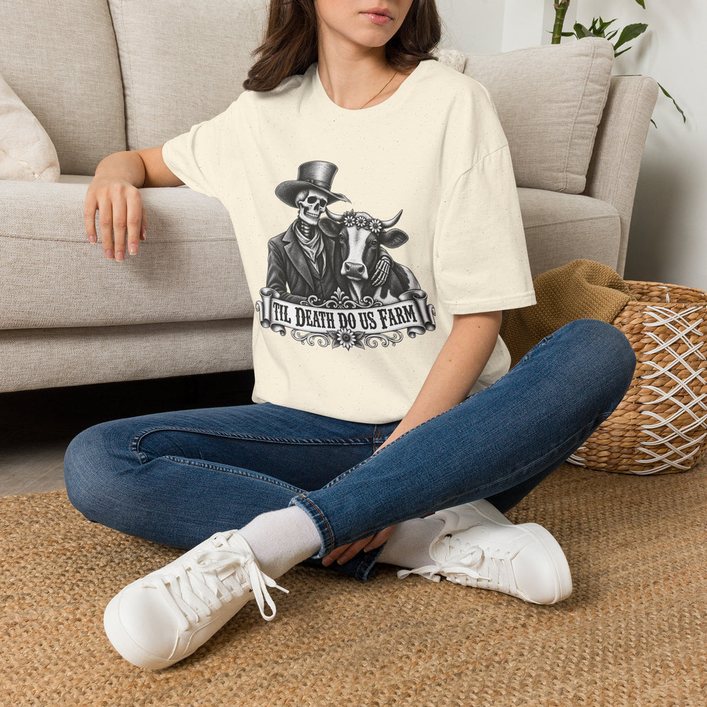 Til Death Do Us Farm – Skeleton & Cow Funny Farm Tee 💀🐄