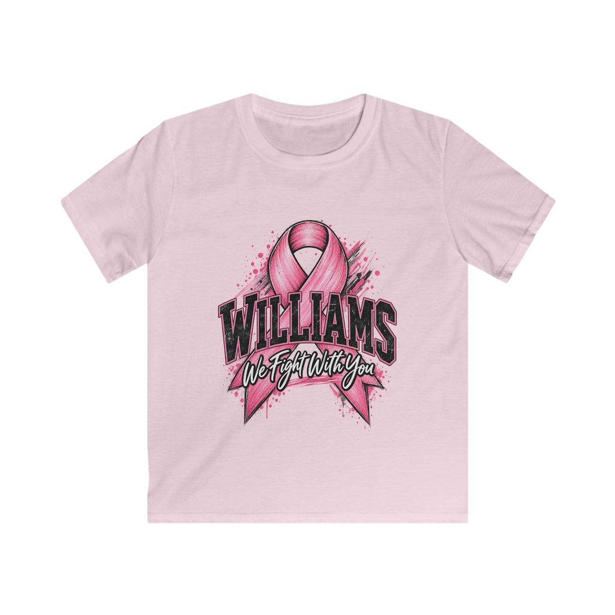 Kids Tee — Pink Ribbon "Williams" Breast Cancer Awareness (We Fight With You)