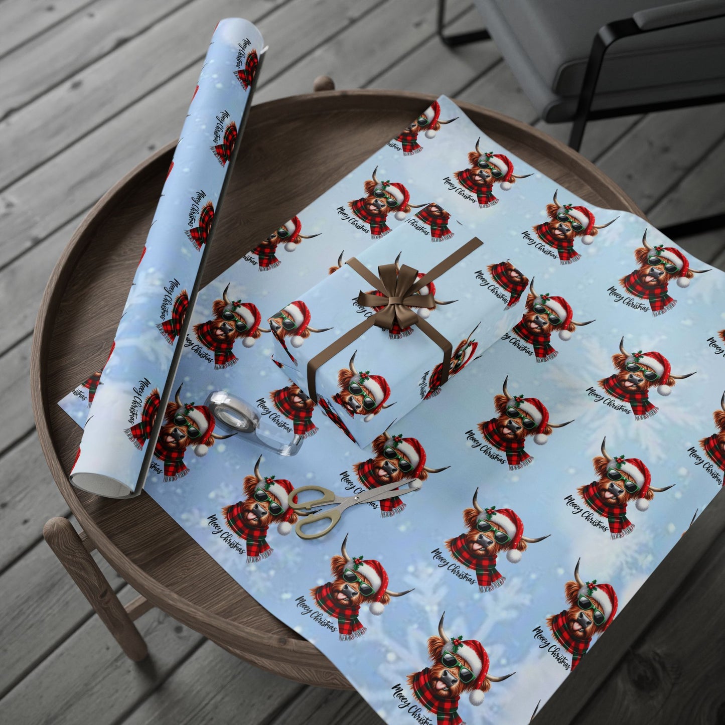 Mooey Christmas Highland Cow Wrapping Paper