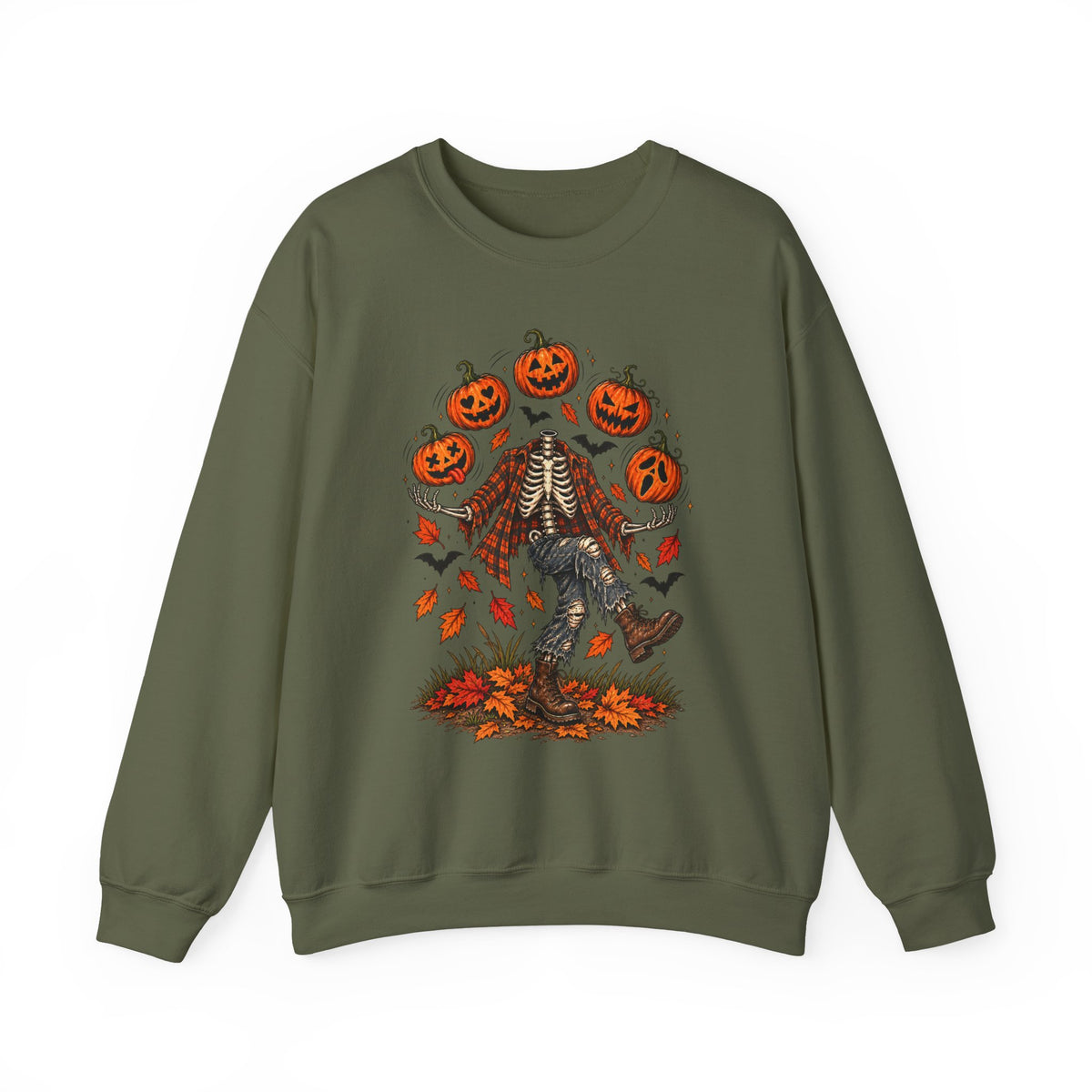 Headless Harvest – Juggling Pumpkins Halloween Sweatshirt 🎃💀