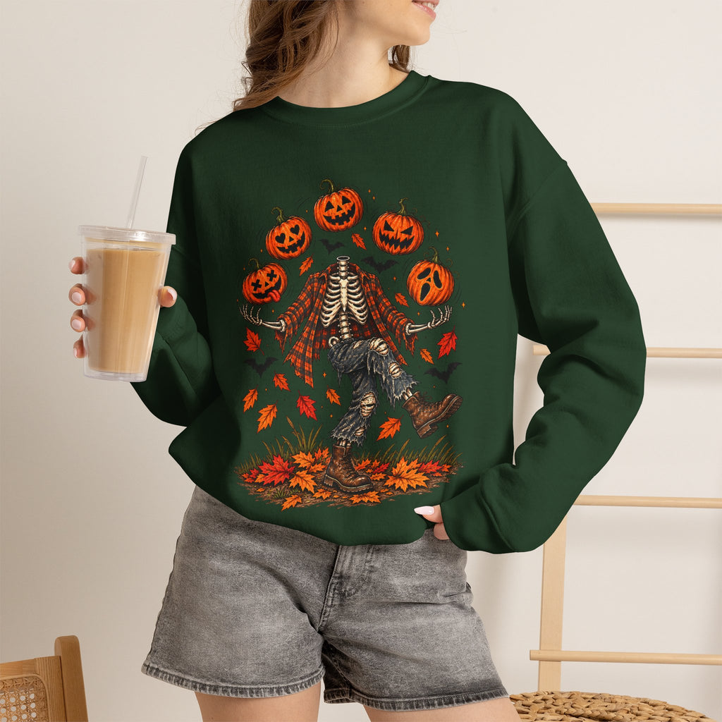 Headless Harvest – Juggling Pumpkins Halloween Sweatshirt 🎃💀