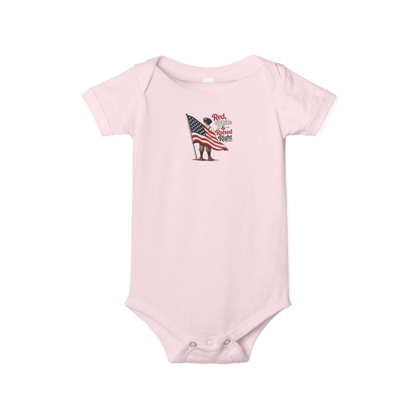 Red & White Raised-Right Infant One-Piece Bodysuit