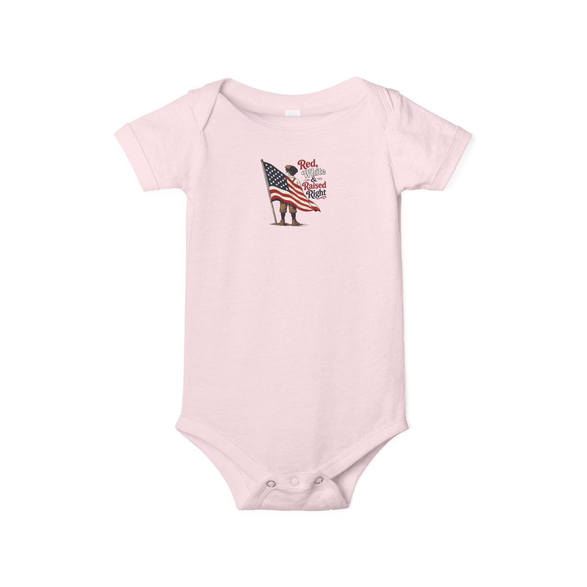 Red & White Raised-Right Infant One-Piece Bodysuit