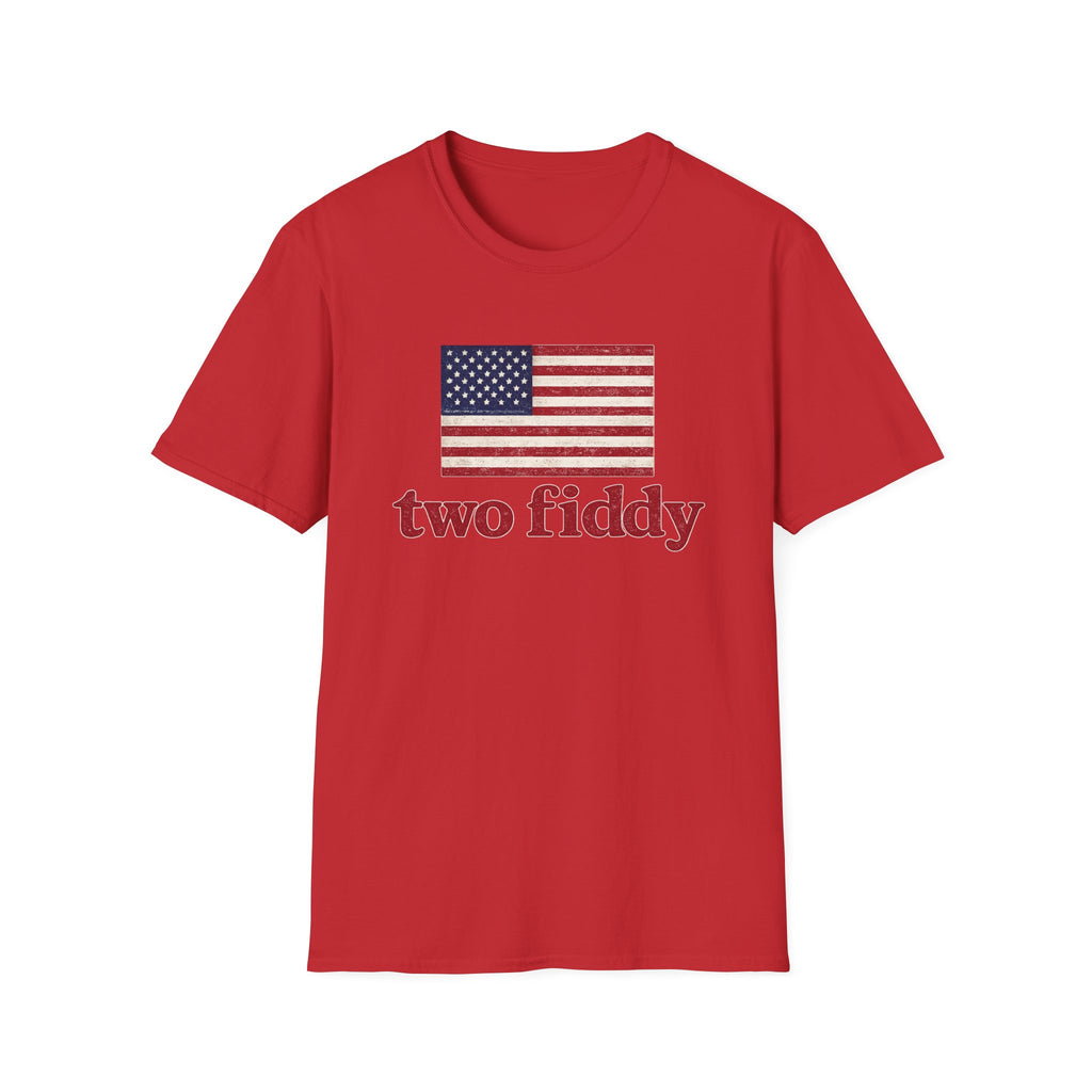 Two Fiddy American Flag T-Shirt — Vintage USA Patriotic Tee