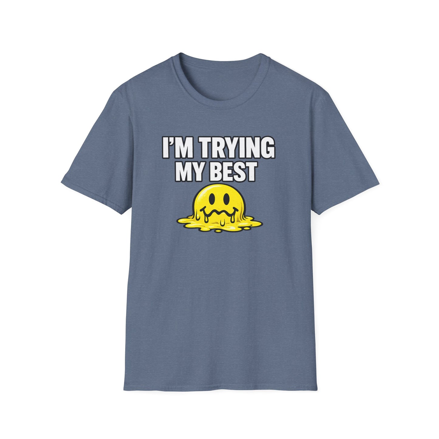 I’m Trying My Best T‑Shirt — Cute Melting Emoji Graphic Tee