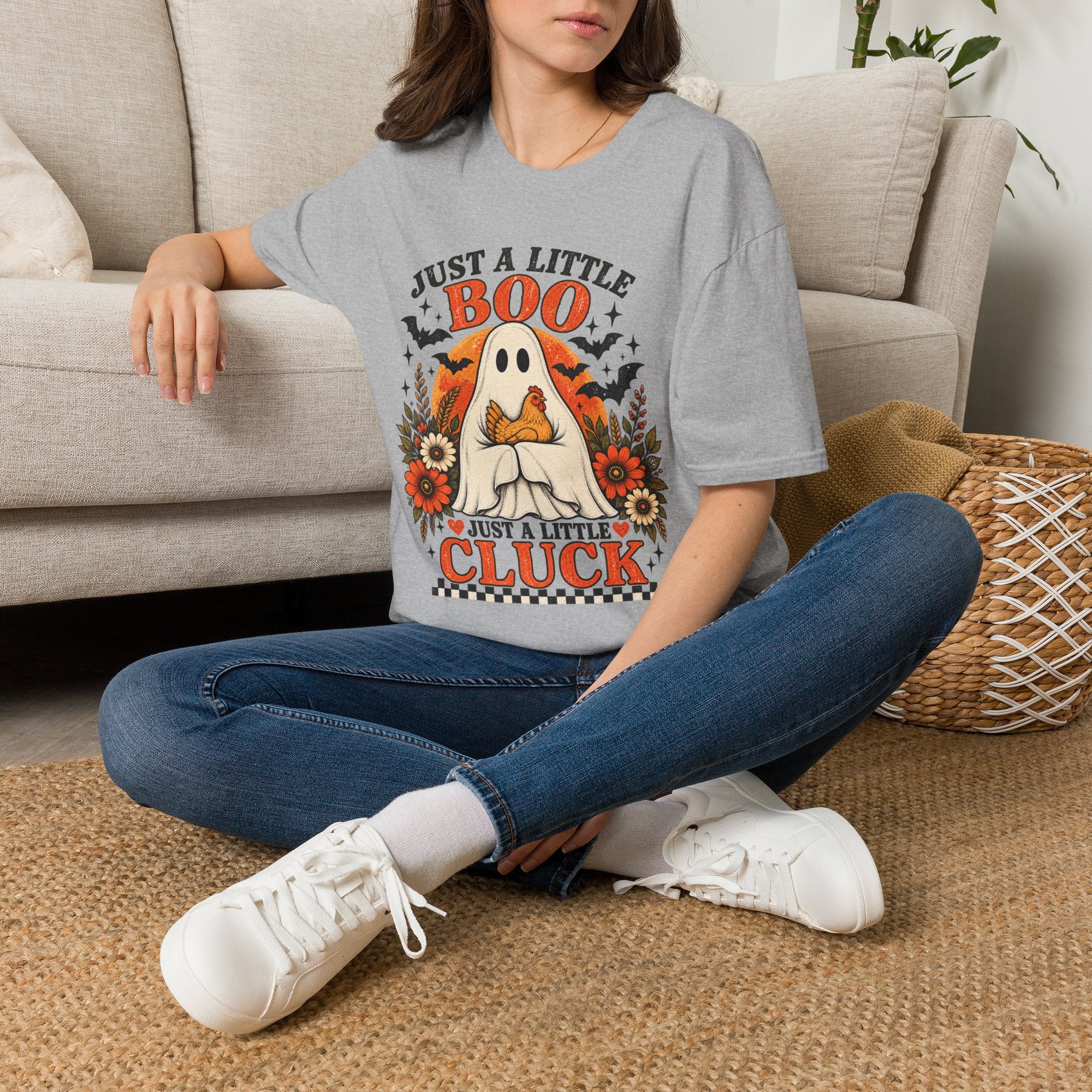 Just a Little Boo, Just a Little Cluck Halloween Chicken Tee