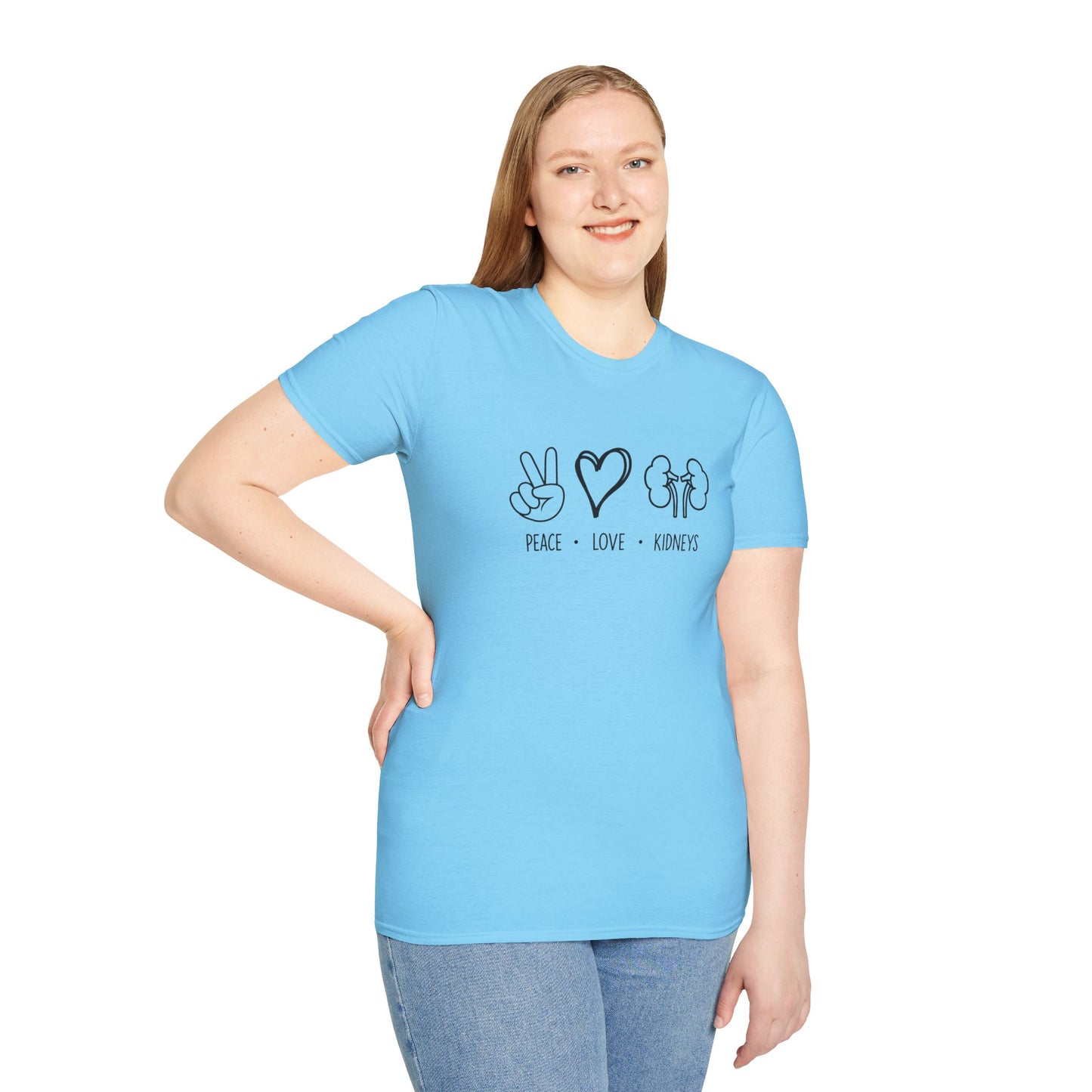 Peace Love Kidneys T-Shirt — Funny Kidney Transplant / Nephrology Gift