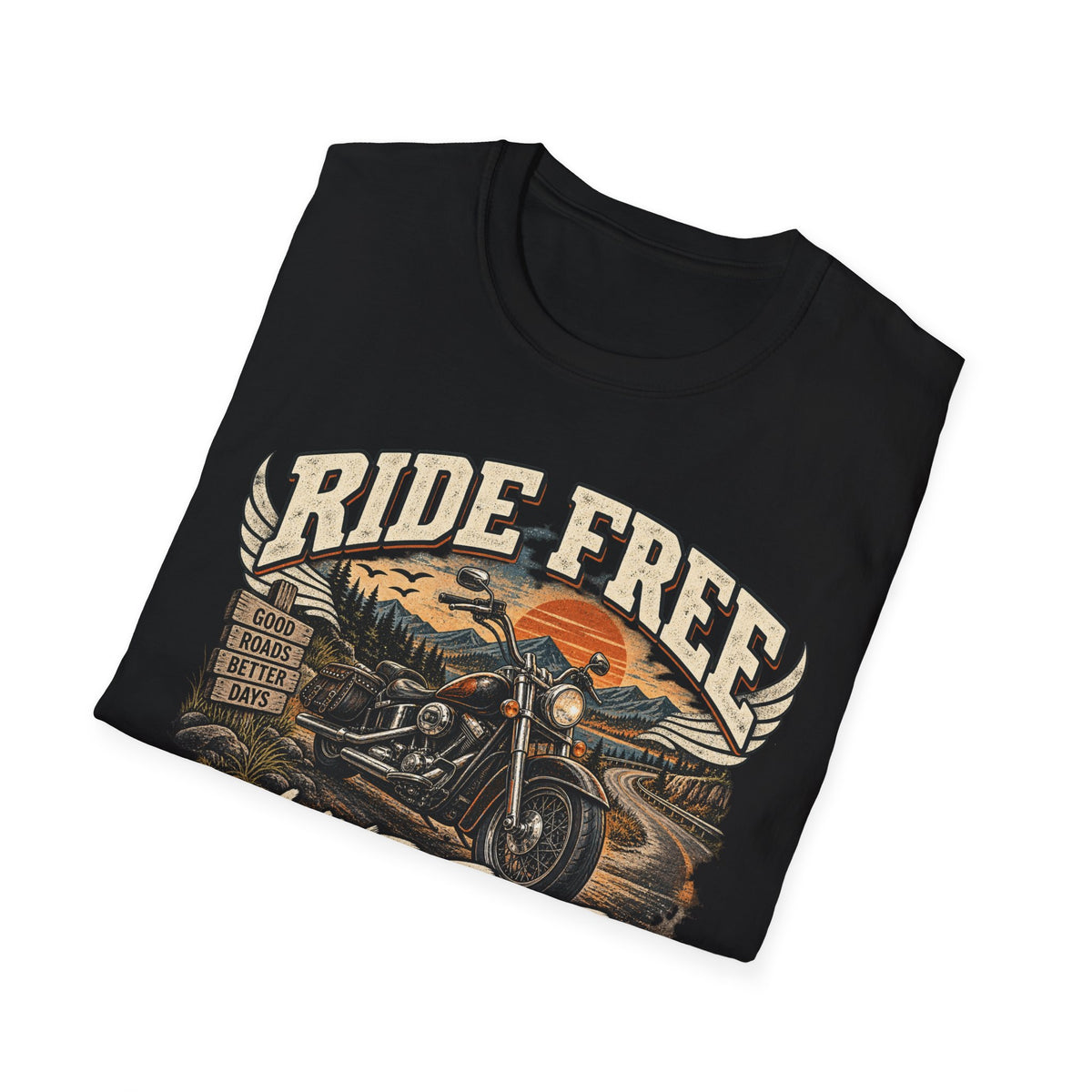 Ride Free, Live Free – Vintage Motorcycle Graphic Tee