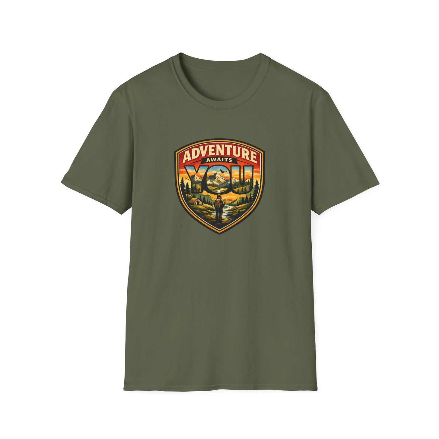 Adventure Awaits You Vintage Mountain Tee | Outdoor Graphic Shirt | Hiking Camping Nature Shirt