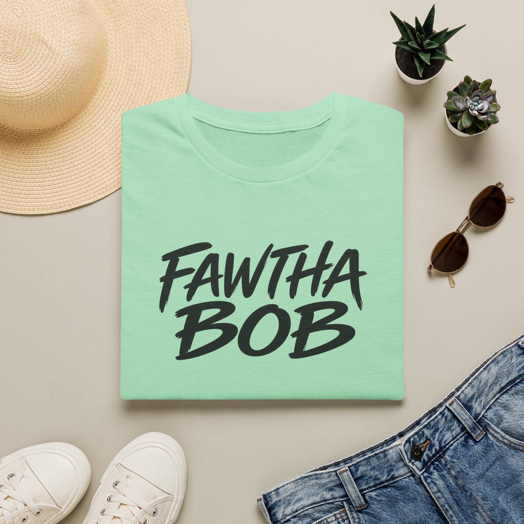 Fawtha Bob Graphic T‑Shirt — Bold Script Casual Tee