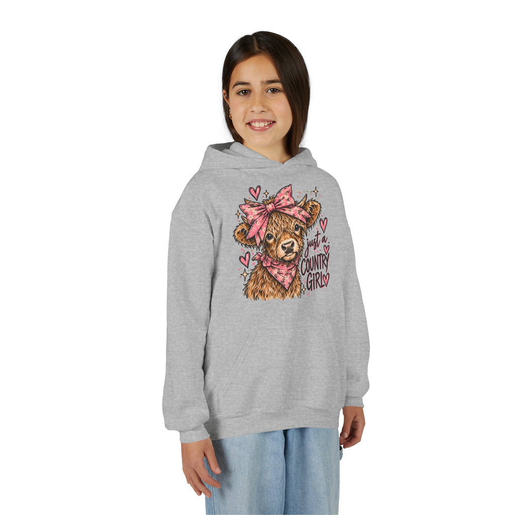 Just a Country Girl Highland Cow Kids Hoodie