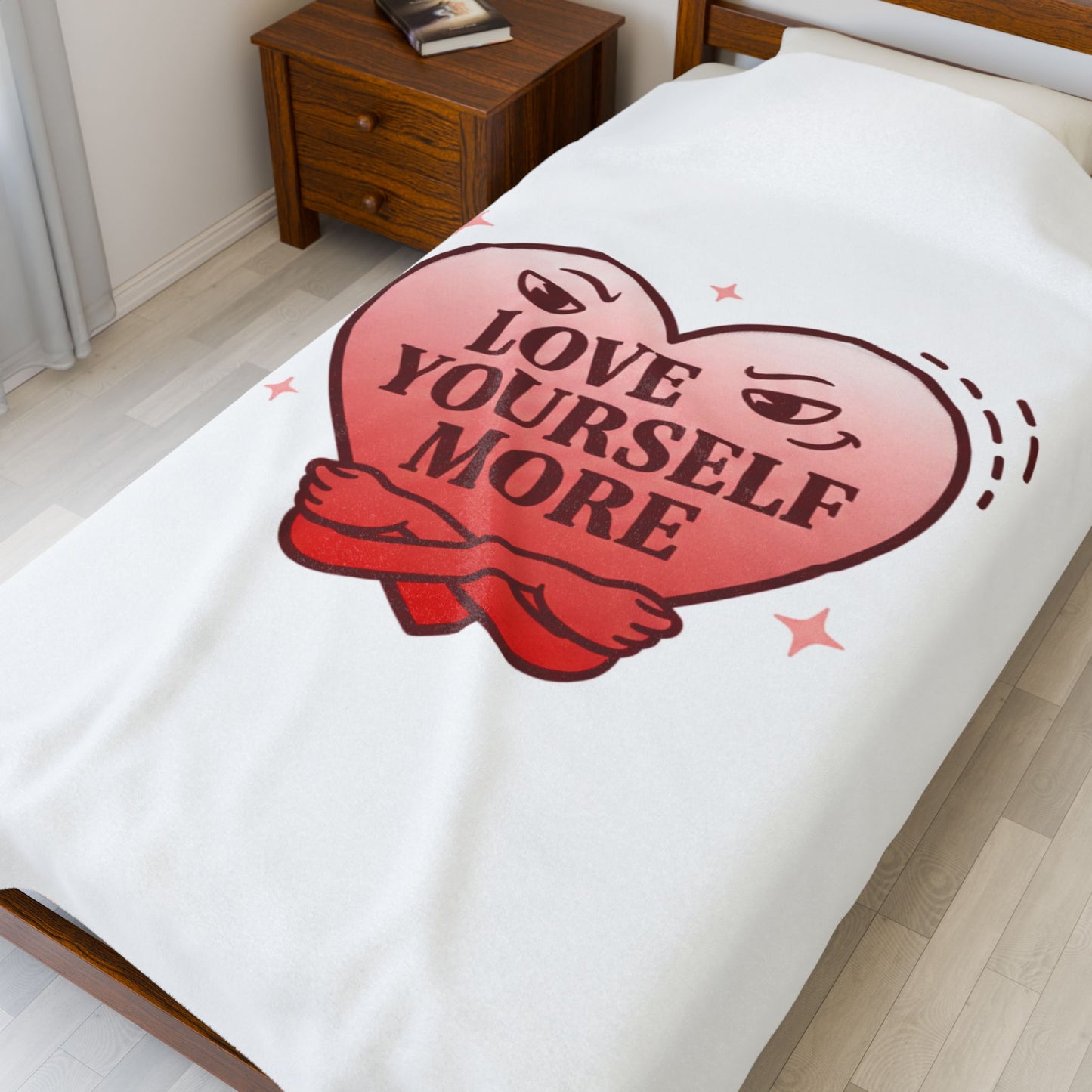 Love Yourself More Velveteen Plush Blanket | anti love heart, edgy Valentine