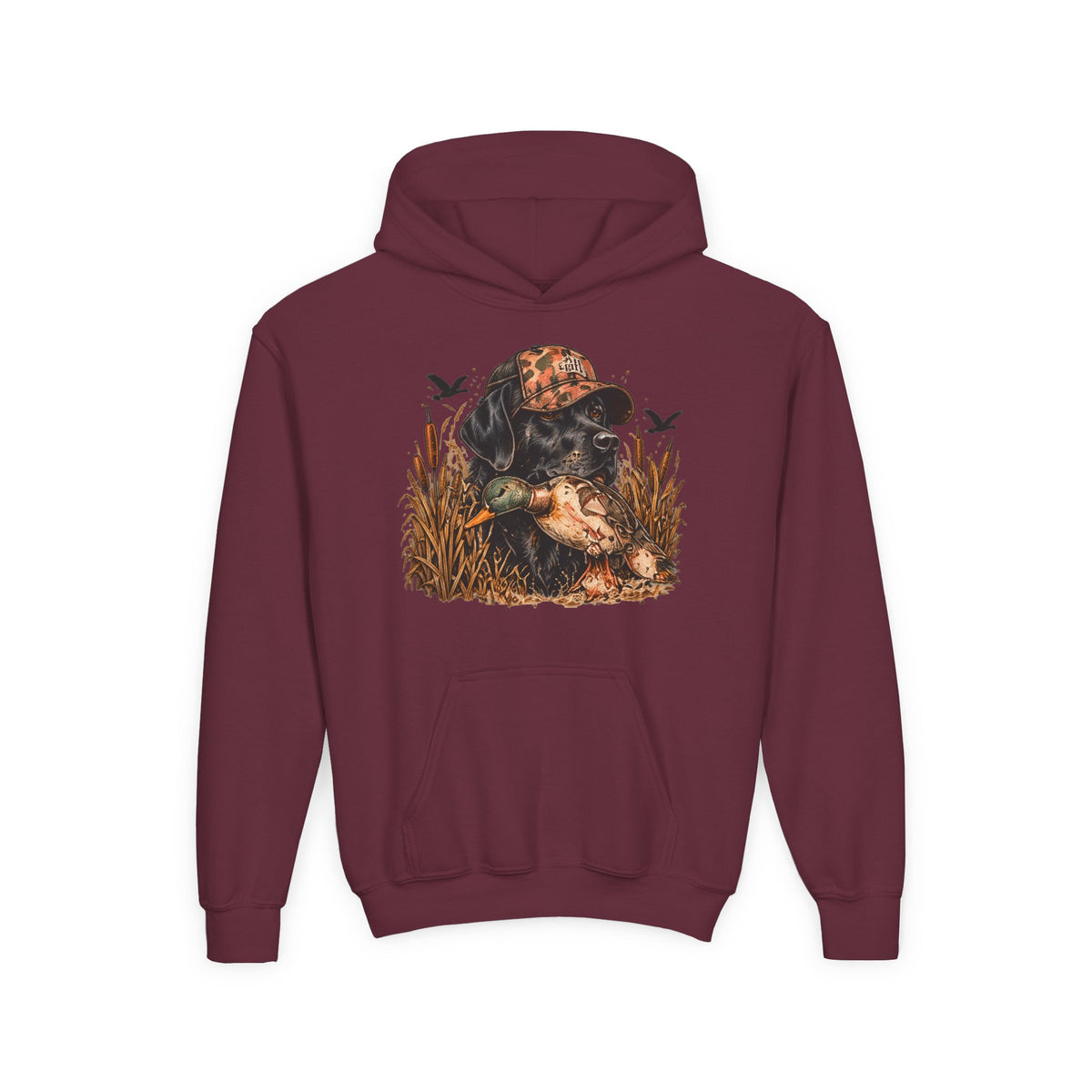 Duck Hunting Black Lab Kids Hoodie