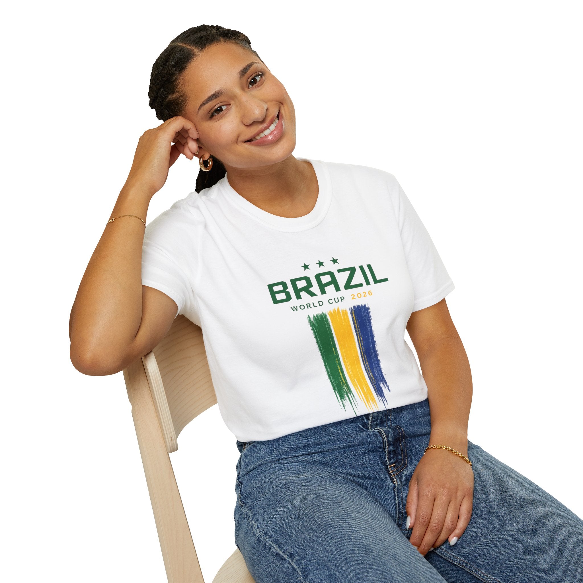 Brazil World Cup T-Shirt — Brush Stroke Flag Soccer Tee