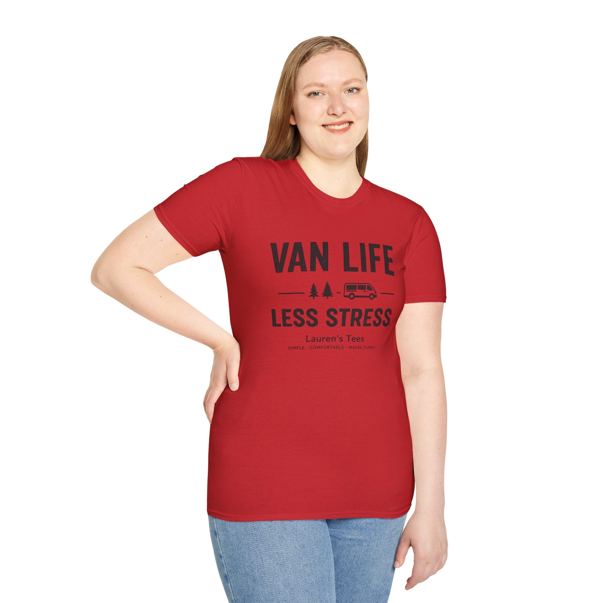 Van Life Less Stress T-Shirt — Minimal Campervan Graphic Tee
