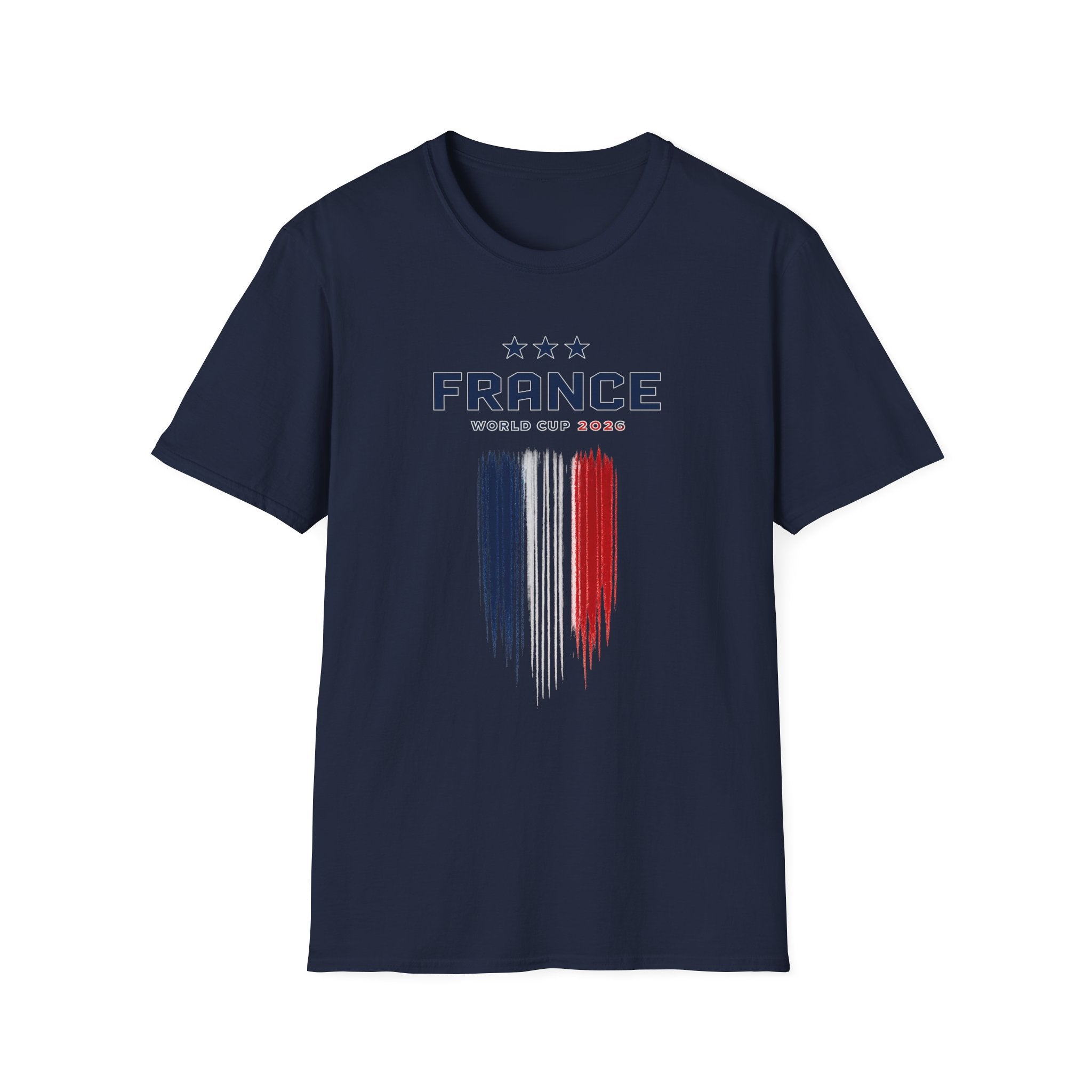 France World Cup 2026 T-Shirt — French Flag Brush Stroke Soccer Fan Tee