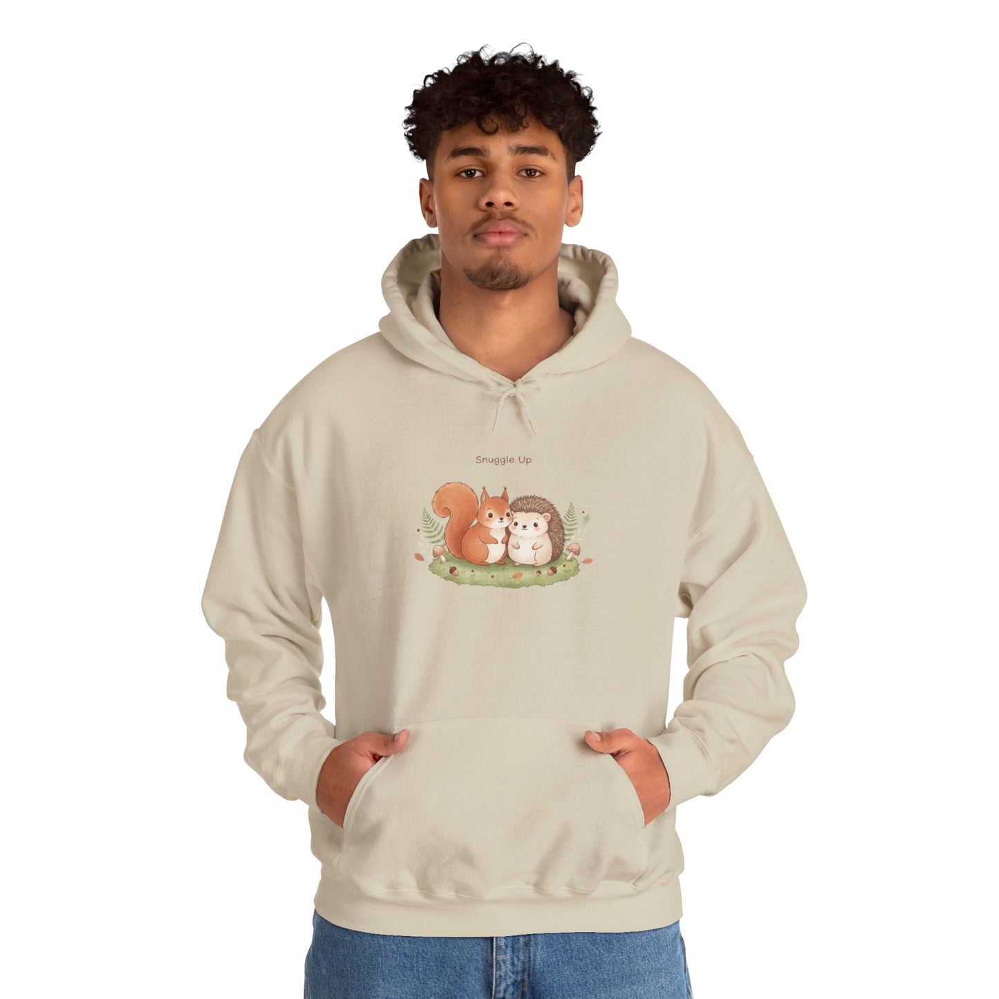 Cozy Winter Forest Cute Animal Illustration Hoodie | cozy critter art