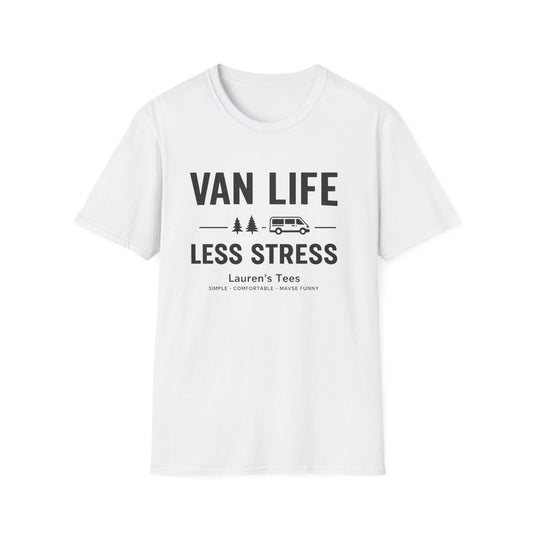Van Life Less Stress T-Shirt — Minimal Campervan Graphic Tee