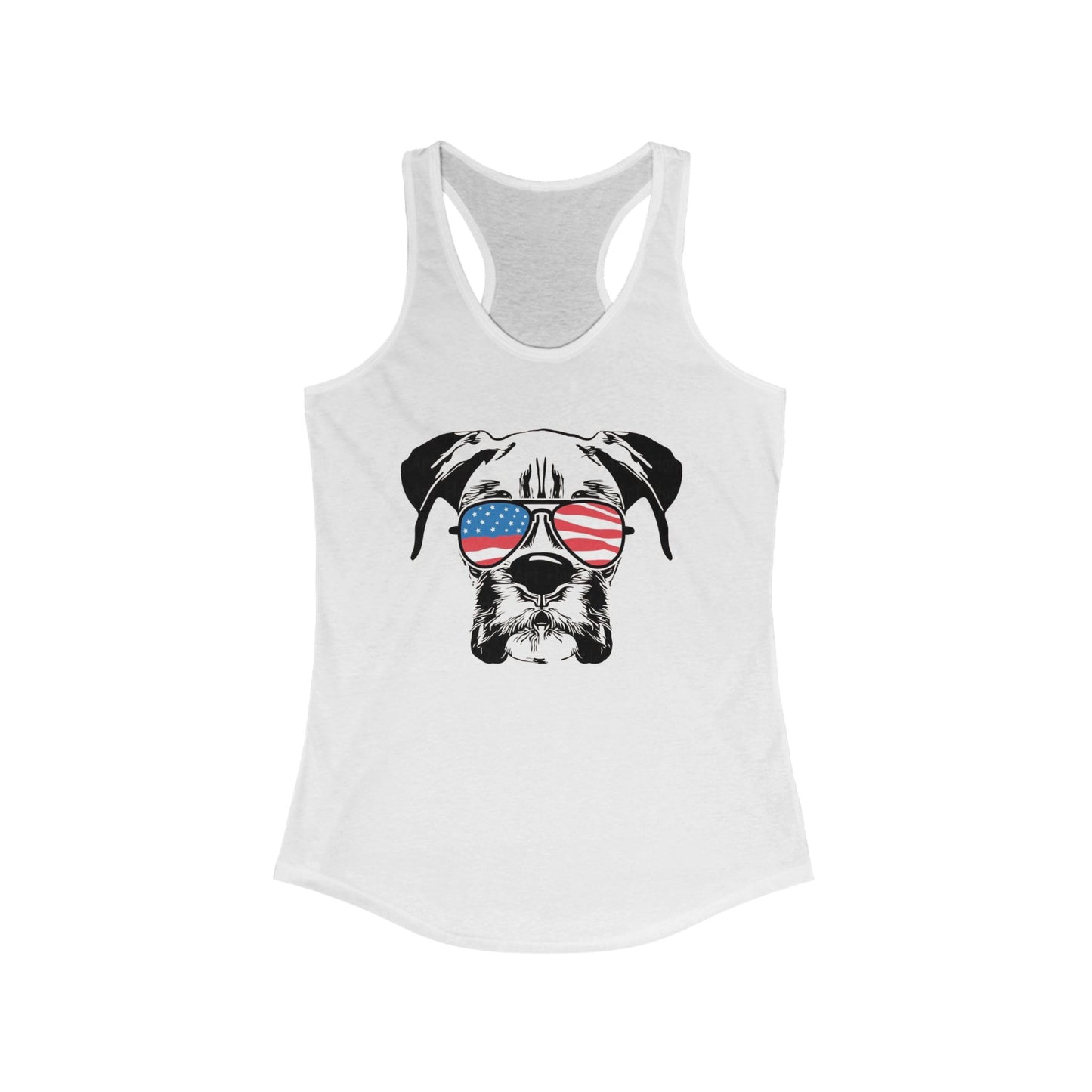 Patriotic Dog Tank Top, Women's Summer Top, Cute Pet Lover Gift, American Flag Apparel, Perfect for BBQs and Independence Day