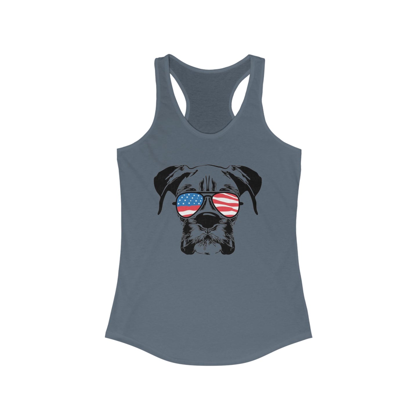 Patriotic Dog Tank Top, Women's Summer Top, Cute Pet Lover Gift, American Flag Apparel, Perfect for BBQs and Independence Day