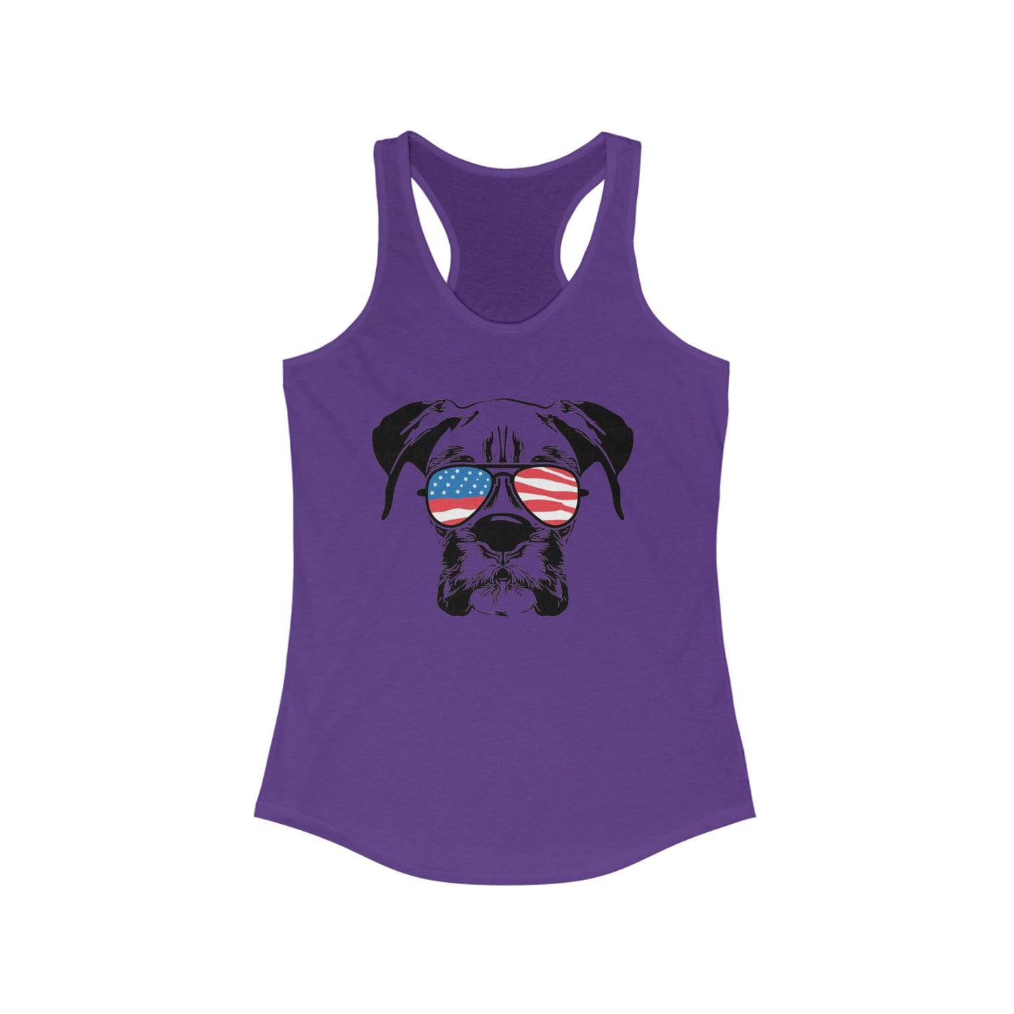 Patriotic Dog Tank Top, Women's Summer Top, Cute Pet Lover Gift, American Flag Apparel, Perfect for BBQs and Independence Day