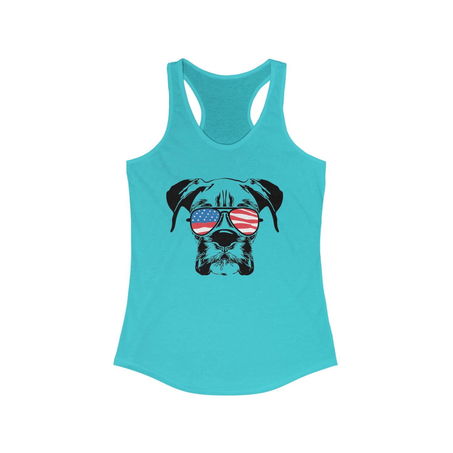 Patriotic Dog Tank Top, Women's Summer Top, Cute Pet Lover Gift, American Flag Apparel, Perfect for BBQs and Independence Day
