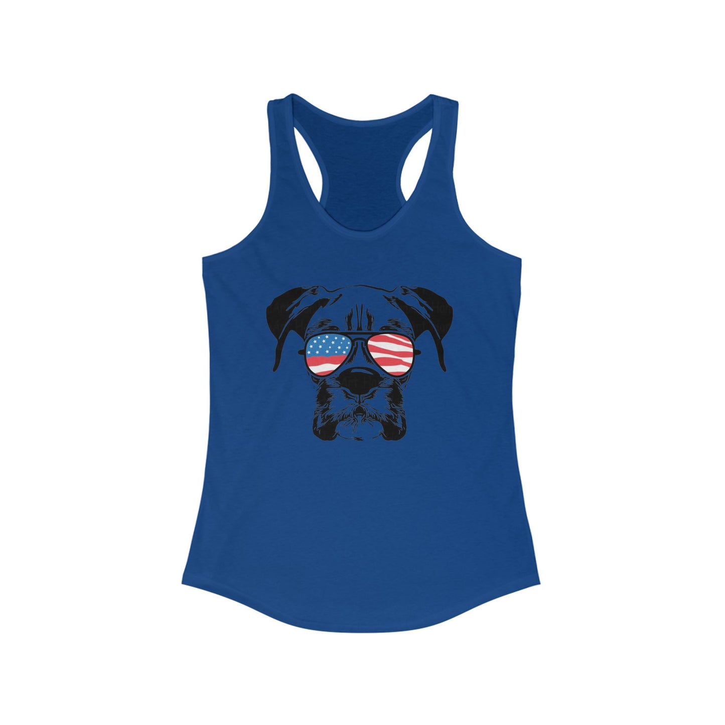 Patriotic Dog Tank Top, Women's Summer Top, Cute Pet Lover Gift, American Flag Apparel, Perfect for BBQs and Independence Day