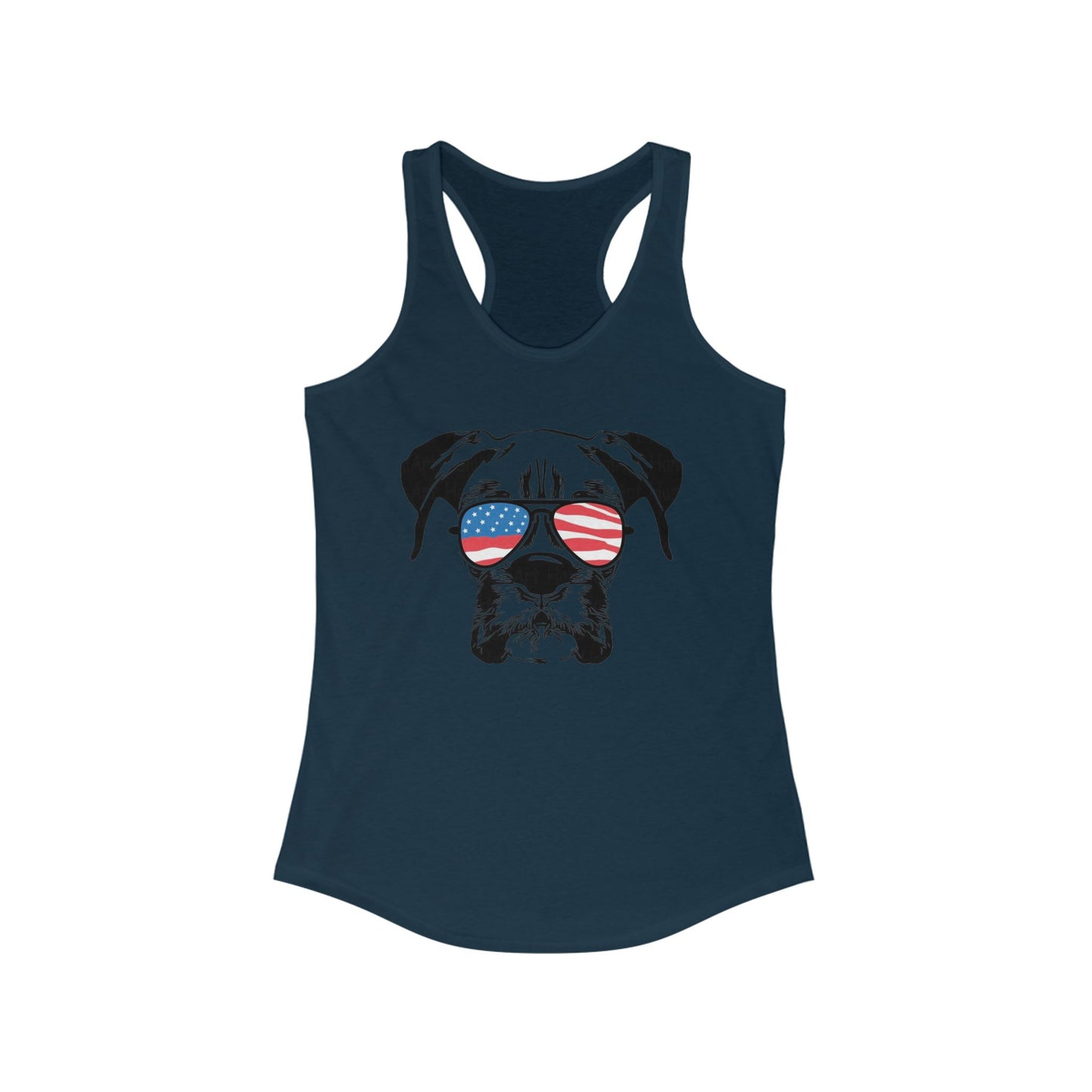 Patriotic Dog Tank Top, Women's Summer Top, Cute Pet Lover Gift, American Flag Apparel, Perfect for BBQs and Independence Day