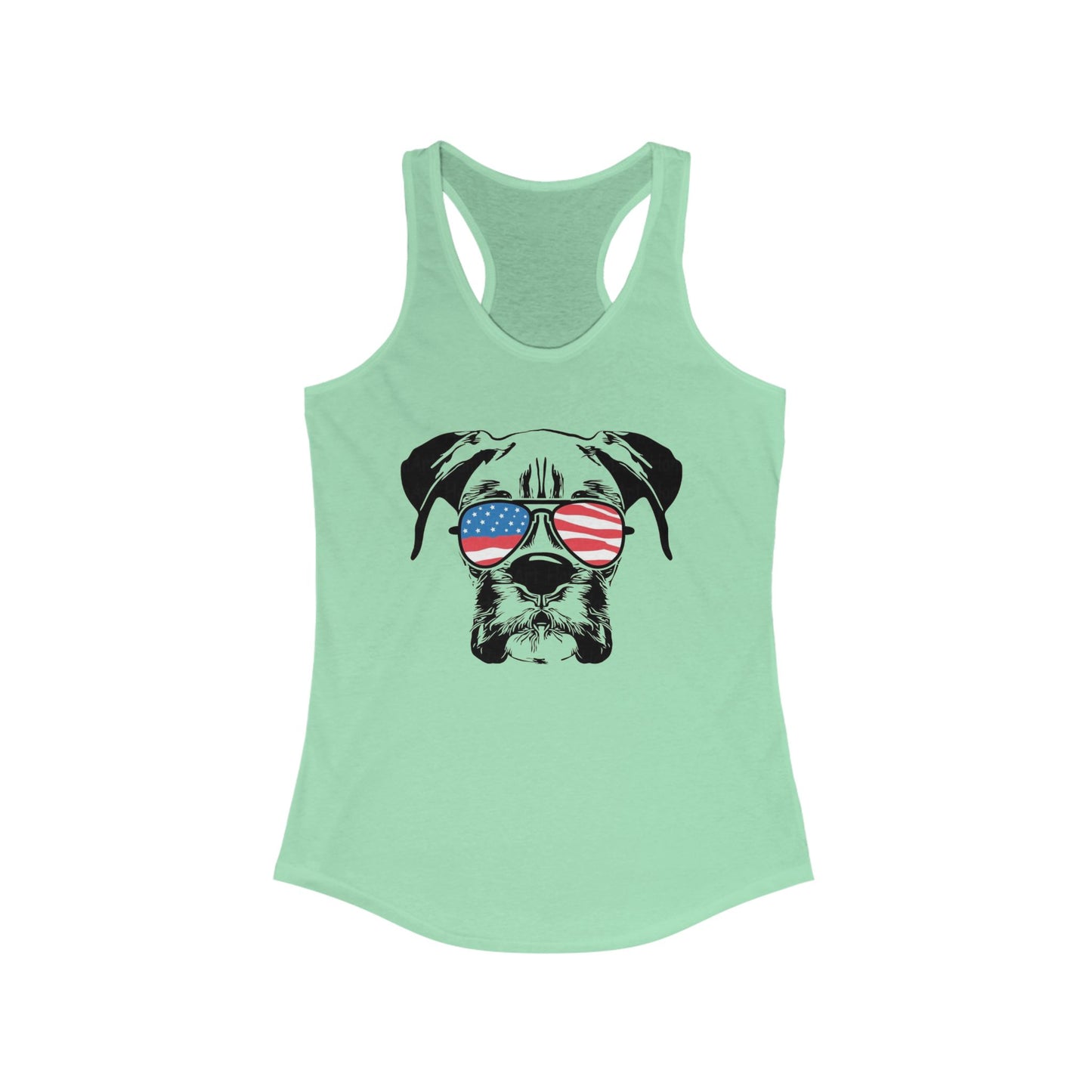Patriotic Dog Tank Top, Women's Summer Top, Cute Pet Lover Gift, American Flag Apparel, Perfect for BBQs and Independence Day