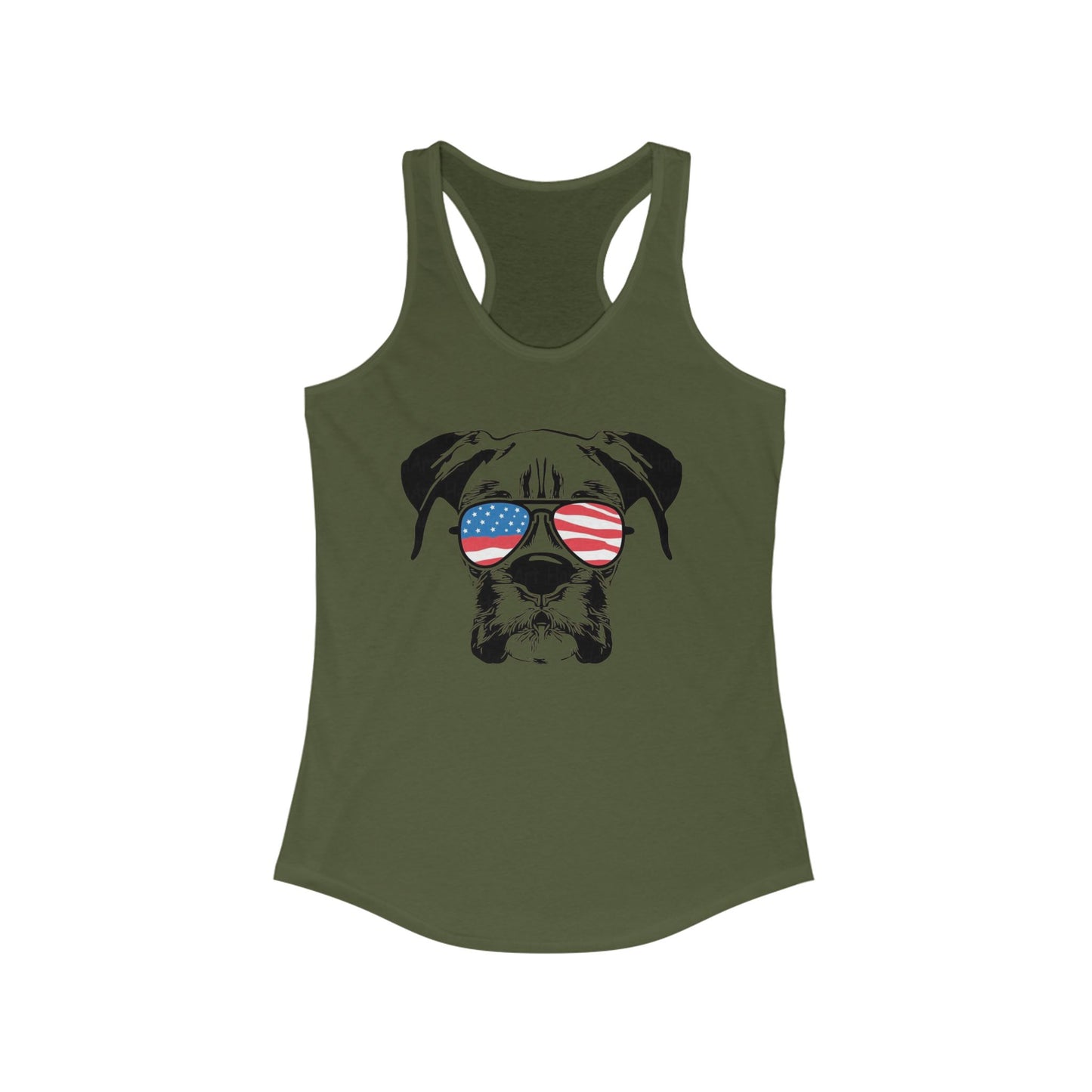 Patriotic Dog Tank Top, Women's Summer Top, Cute Pet Lover Gift, American Flag Apparel, Perfect for BBQs and Independence Day