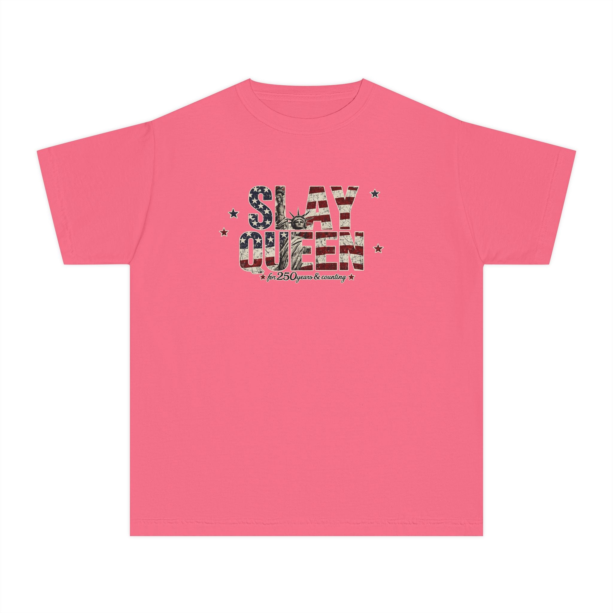 Youth "Slay Queen" Floral Flag T-Shirt