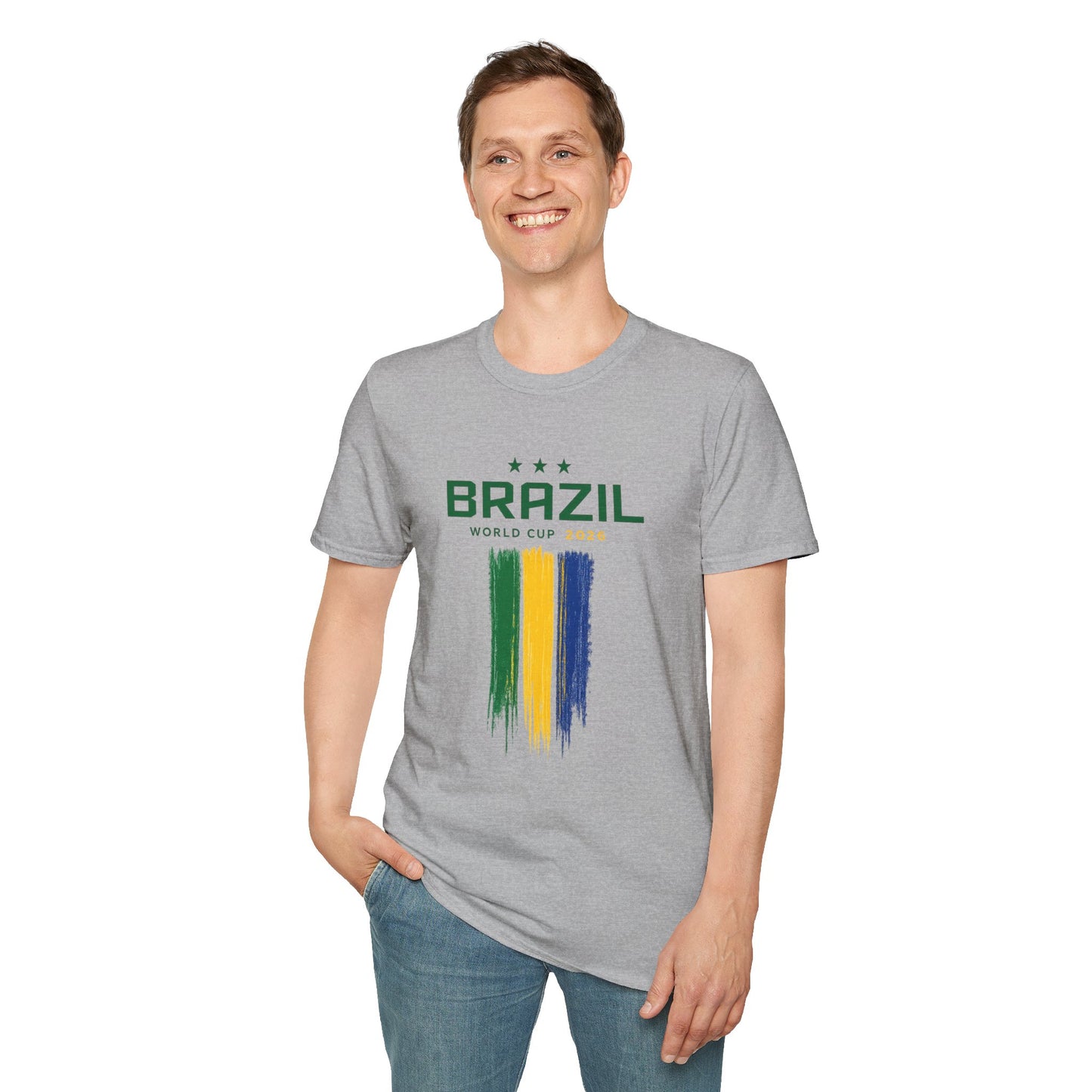 Brazil World Cup T-Shirt — Brush Stroke Flag Soccer Tee