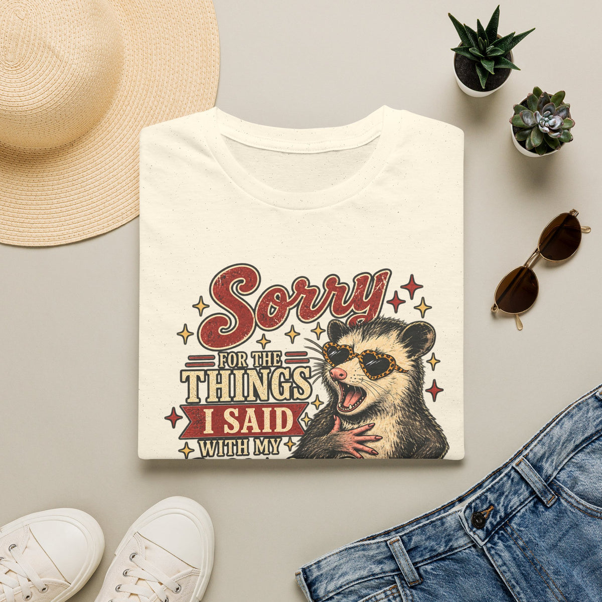 Sorry for the Things I Said With My Whole Chest – Funny Opossum Tee