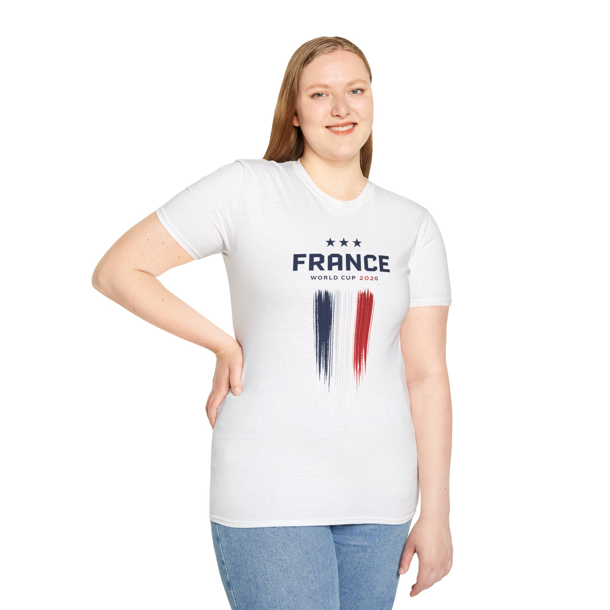 France World Cup 2026 T-Shirt — French Flag Brush Stroke Soccer Fan Tee