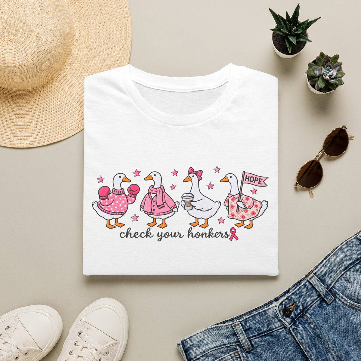 Check Your Honkers 🩷 Breast Cancer Awareness Goose Tee