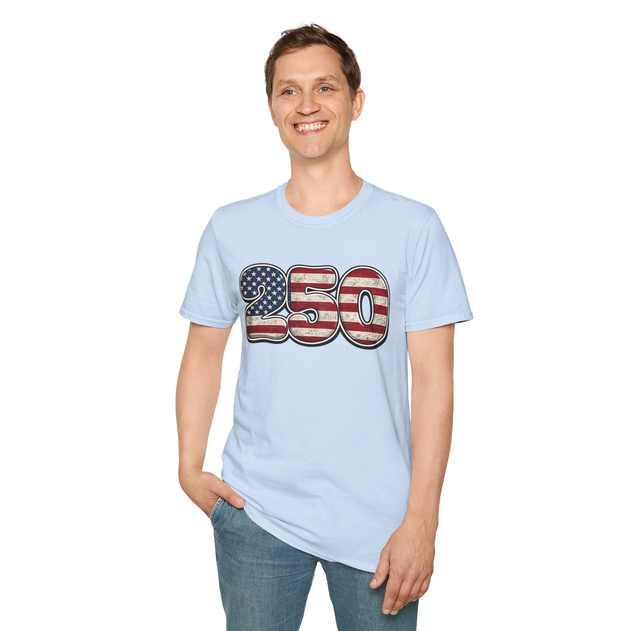 250 USA Flag T-Shirt — Patriotic Number Graphic Tee