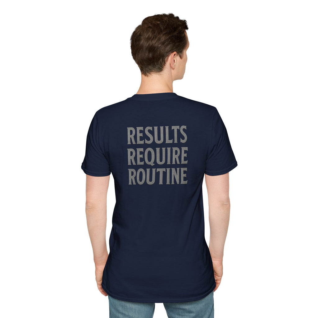 Results Require Routine T-Shirt — Motivational Gym & Fitness Tee