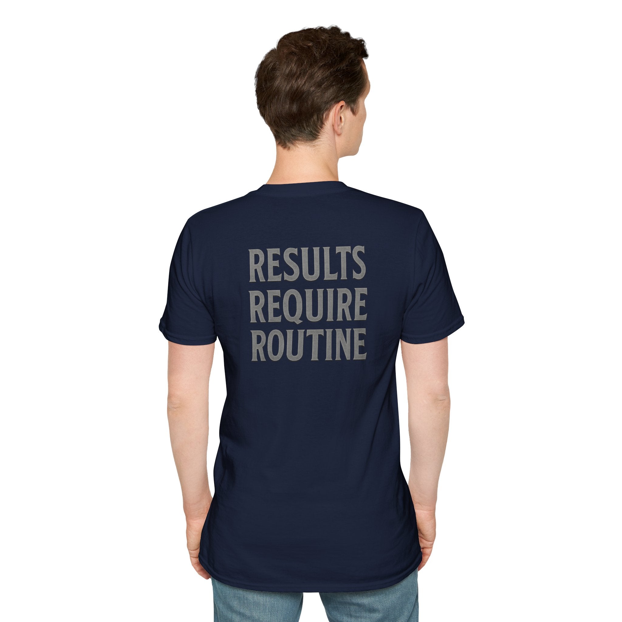 Results Require Routine T-Shirt — Motivational Gym & Fitness Tee