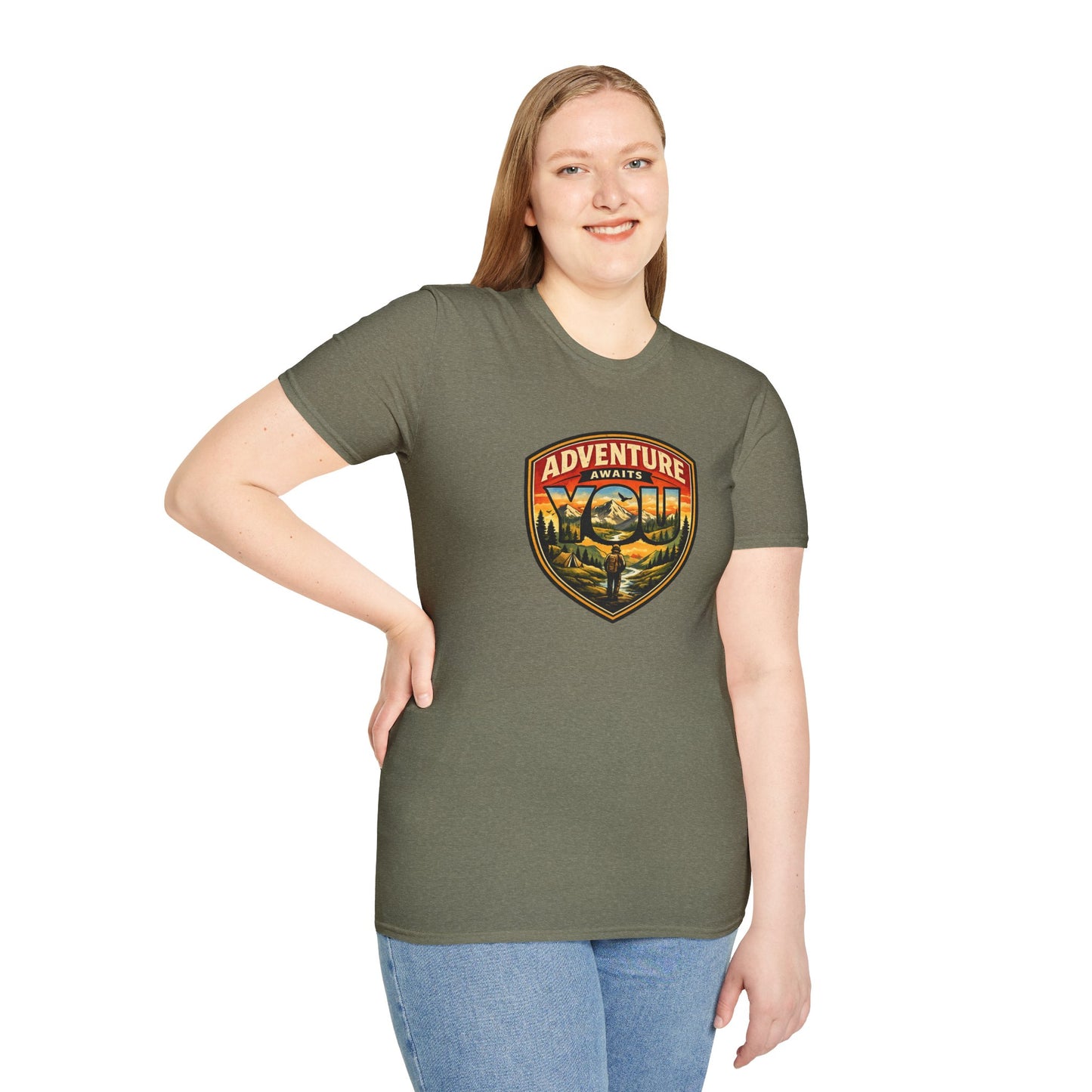 Adventure Awaits You Vintage Mountain Tee | Outdoor Graphic Shirt | Hiking Camping Nature Shirt